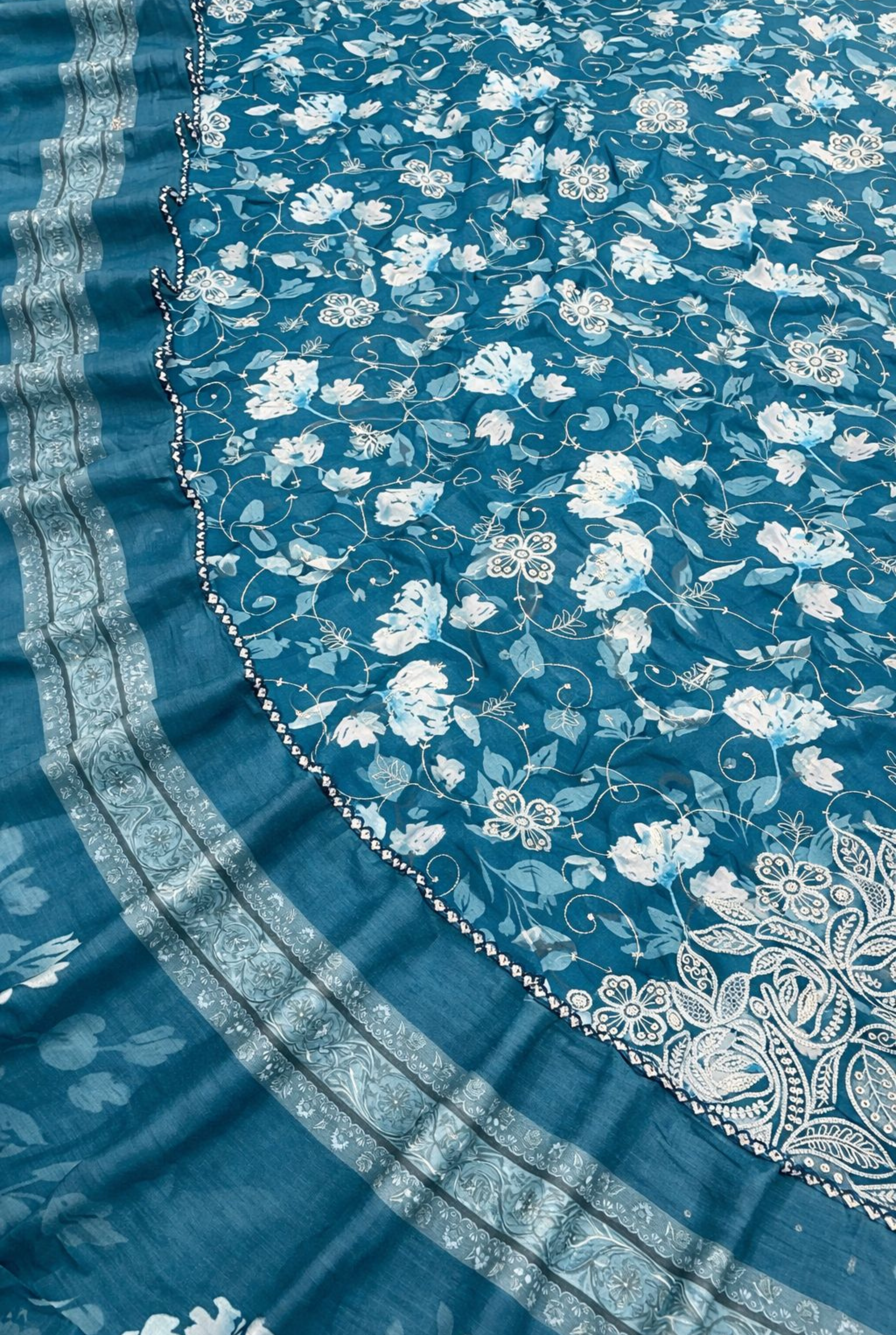 Teal Aura Embroidered Cotton Series | 1401