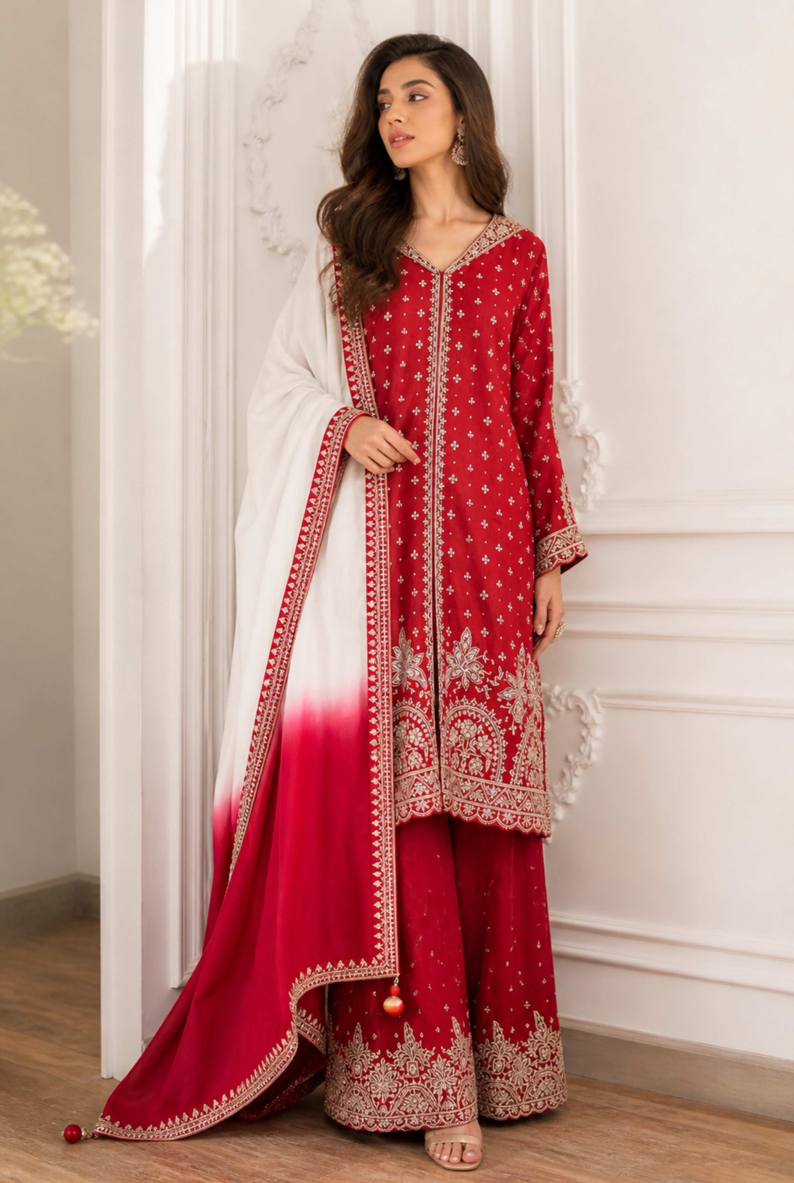 Zarqa Red Festive Collection | 3001