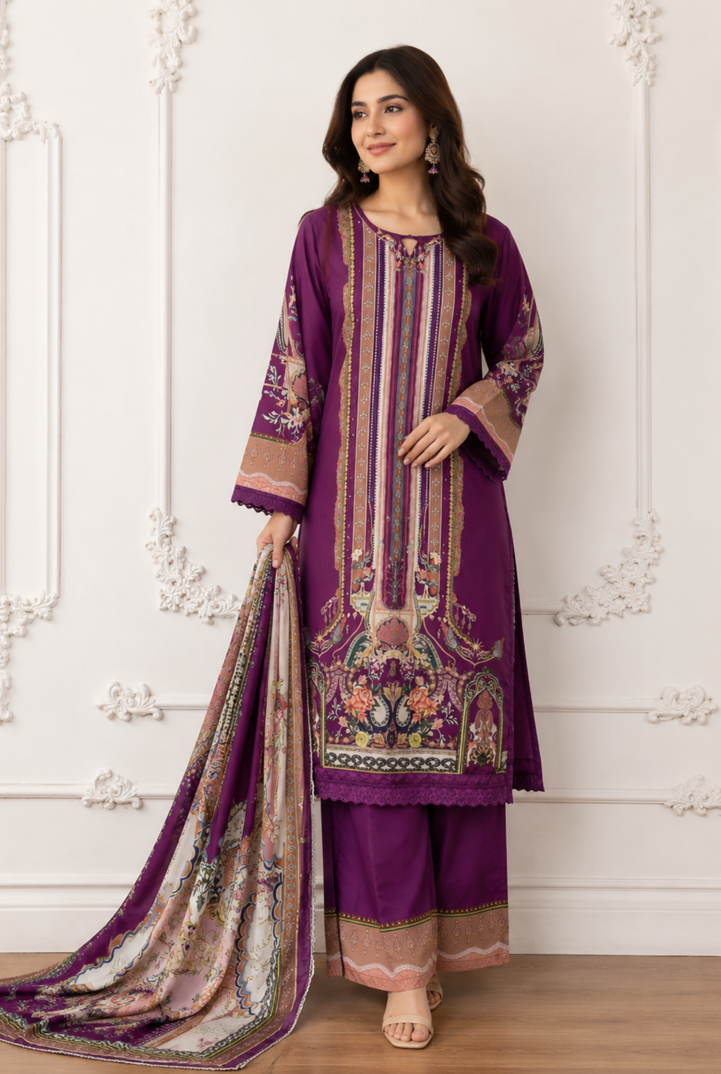 Royal Embellished Printed Suit | 5011