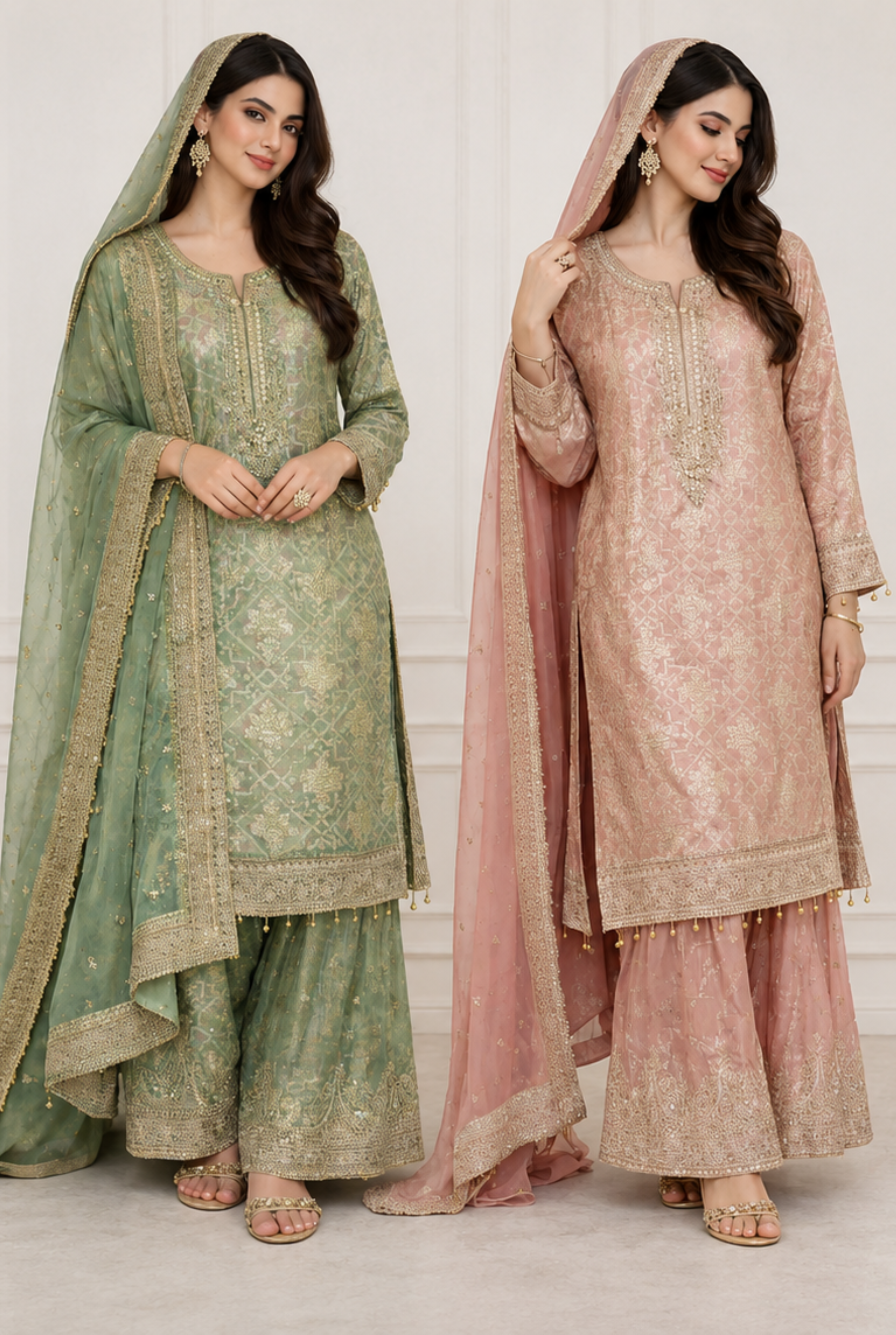 Fancy Banarasi Zari Silk Gharara Set