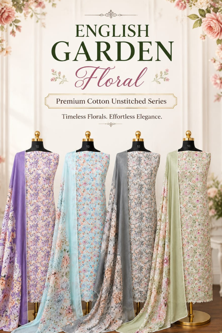 English Garden Floral Thread Embroidered Collection | 2462-2465