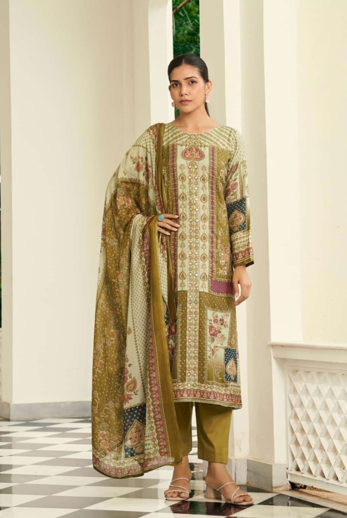 Printed Fancy Muslin Suit || 3101