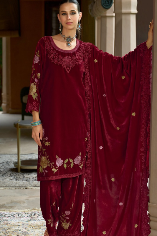 Eraya - Embroidered Velvet Design | 1002