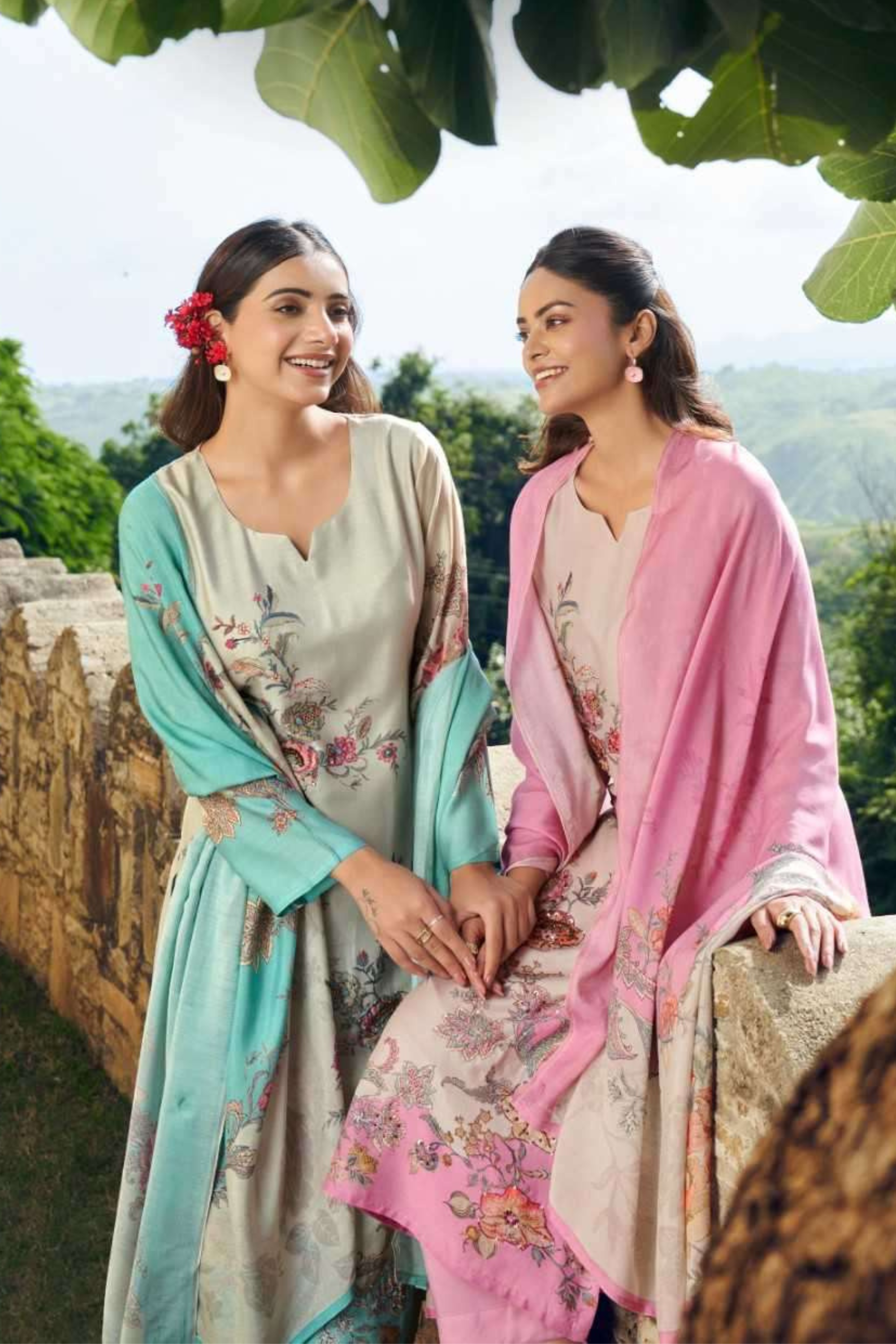 Graceful Designer Muslin Suit - 2403