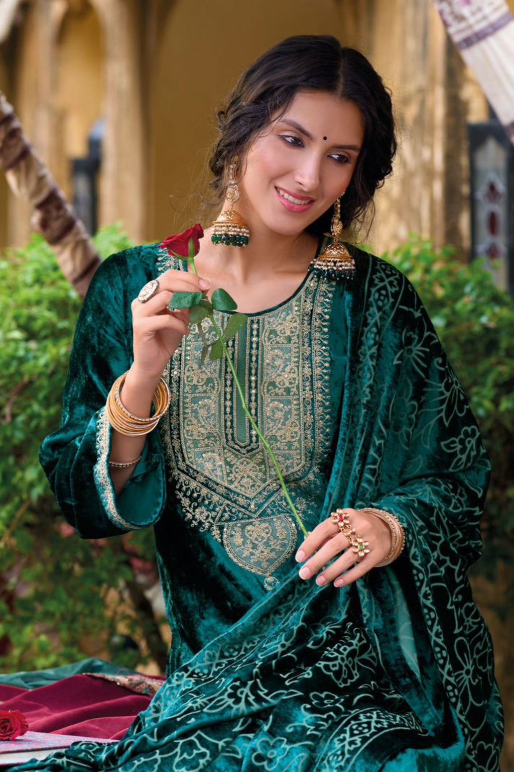 Elegant Velvet Ethnic Outfit