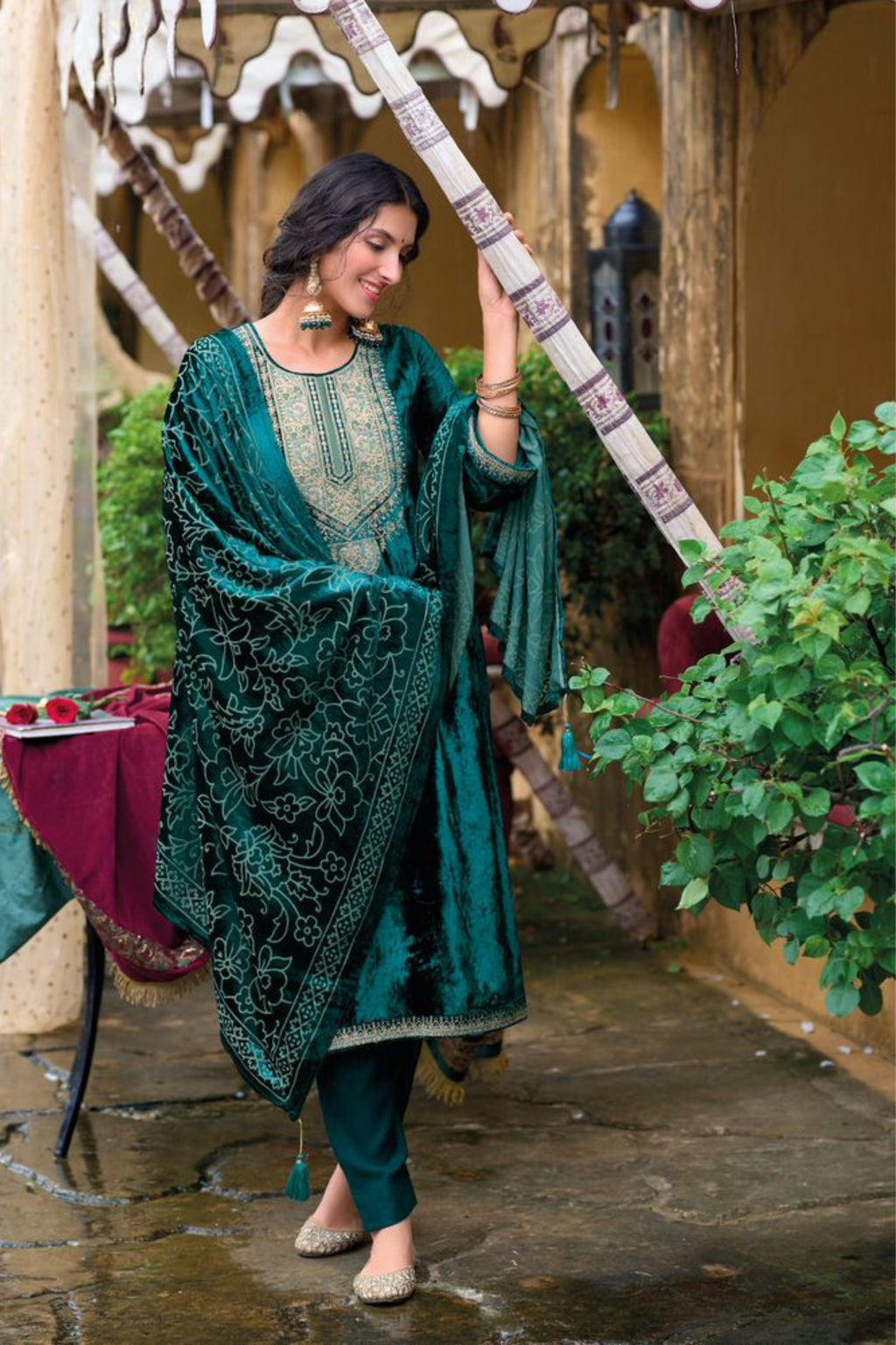 Elegant Velvet Ethnic Outfit