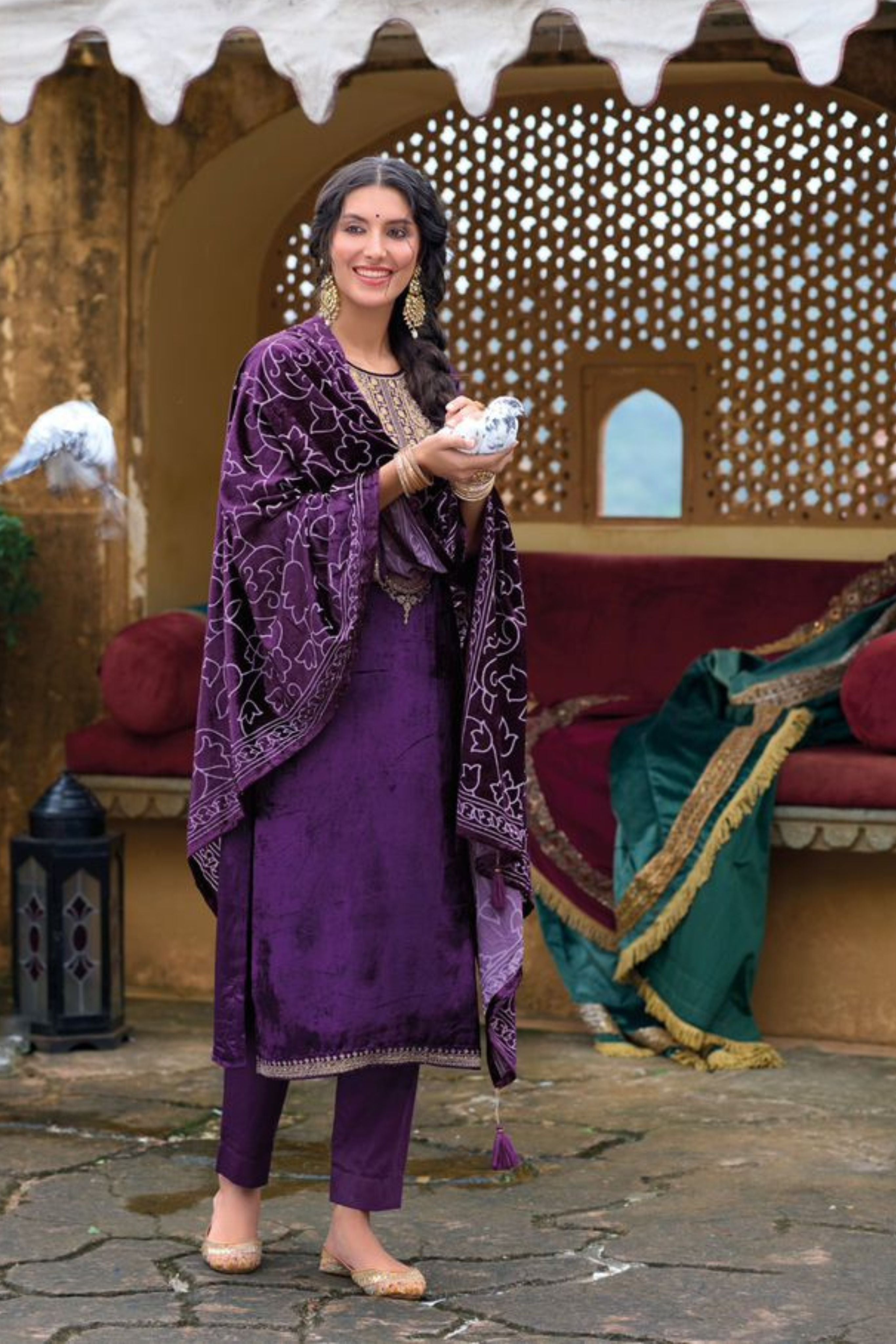 Elegant Velvet Ethnic Outfit