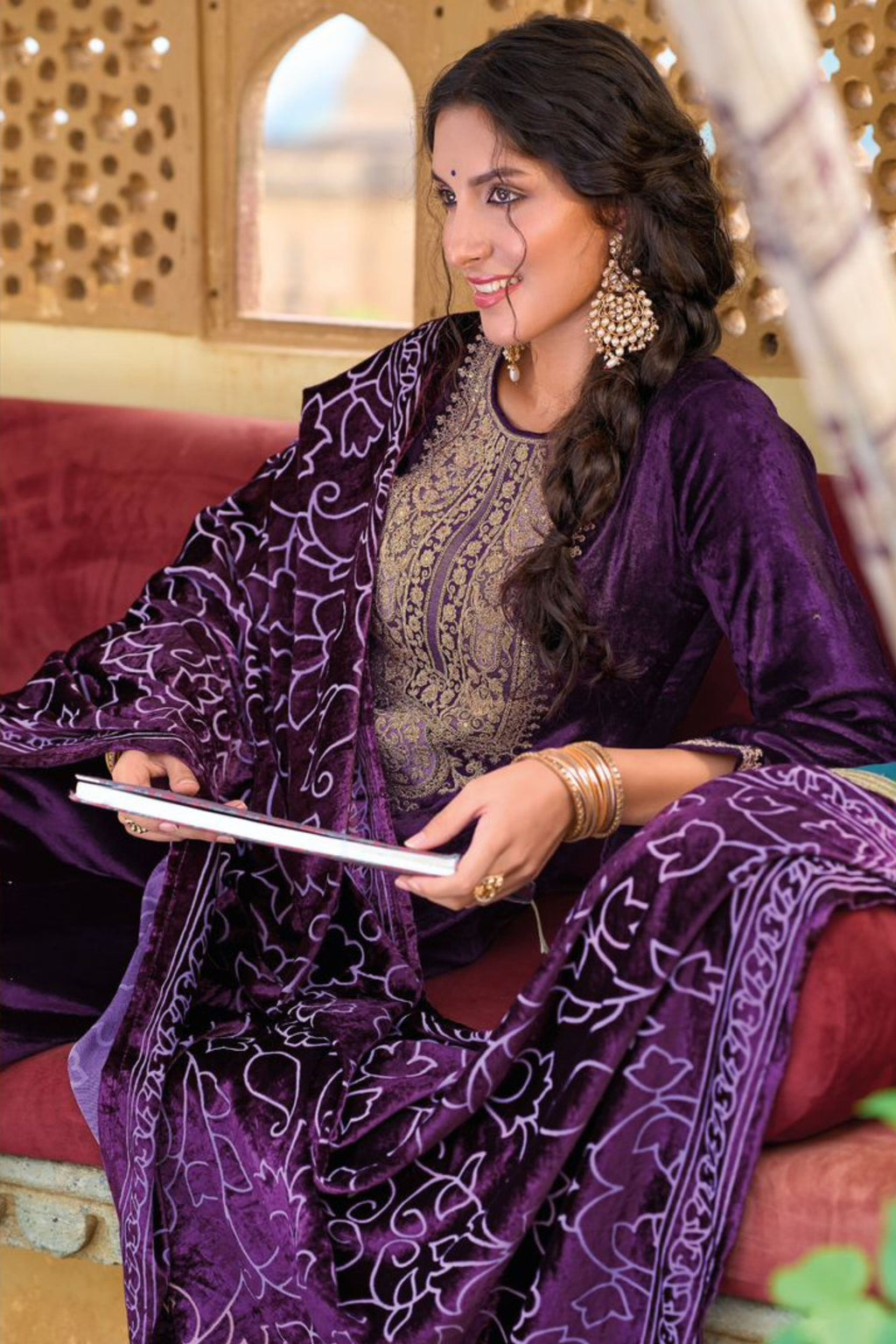 Elegant Velvet Ethnic Outfit