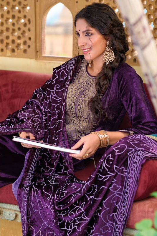 Elegant Velvet Ethnic Outfit
