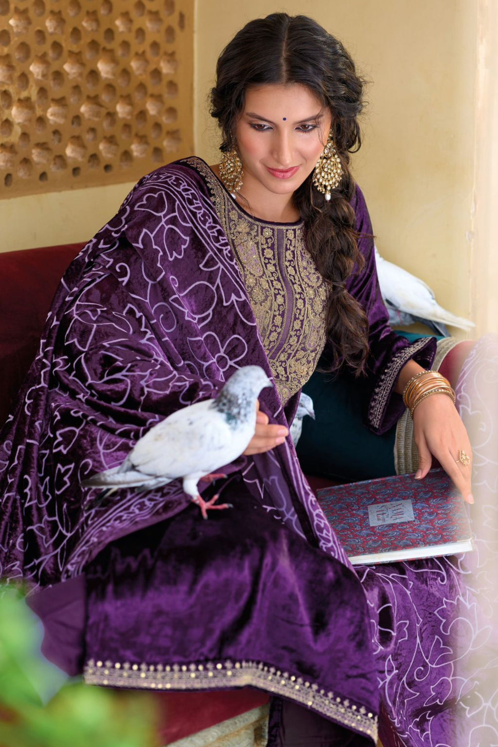 Elegant Velvet Ethnic Outfit