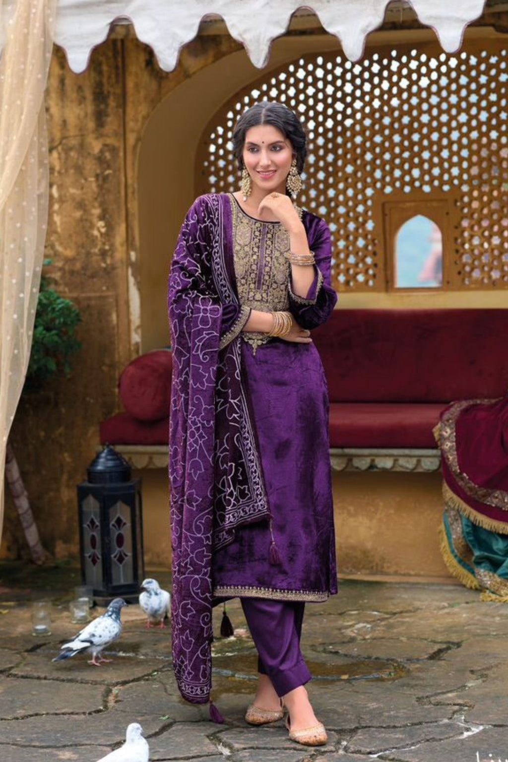 Elegant Velvet Ethnic Outfit