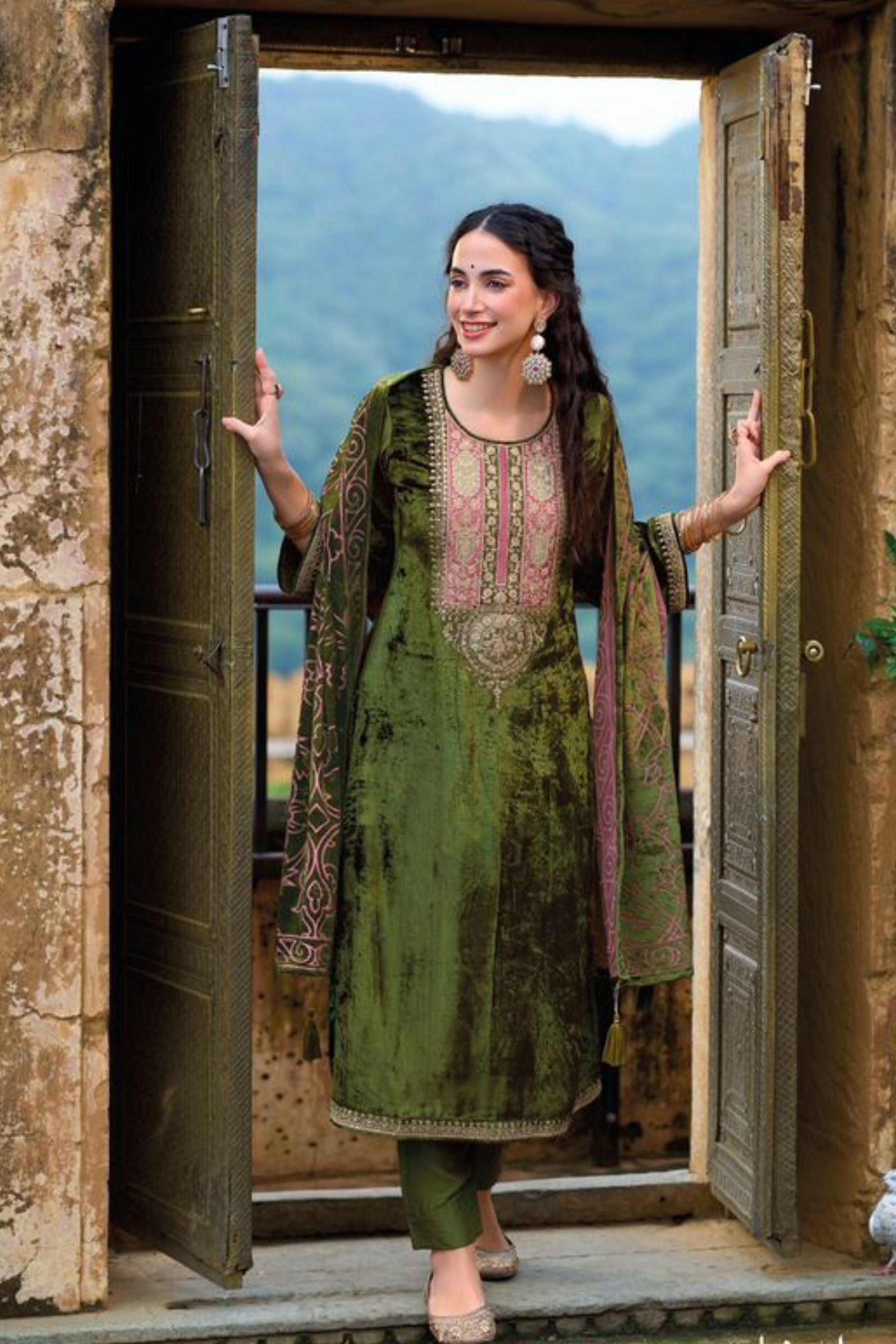 Elegant Velvet Ethnic Outfit