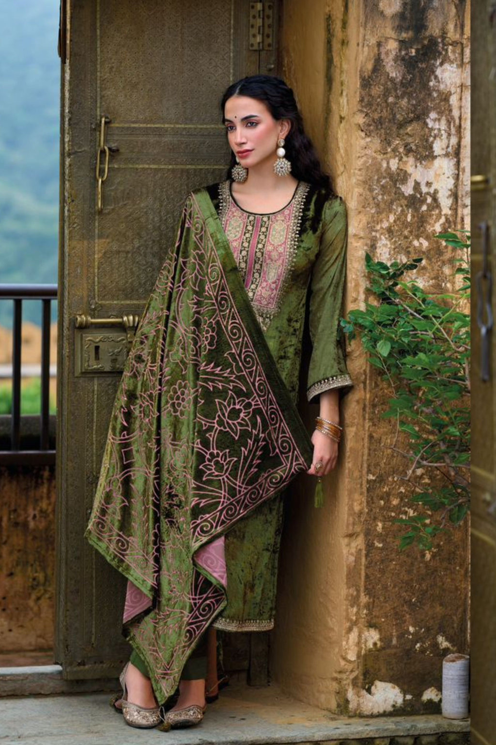 Elegant Velvet Ethnic Outfit