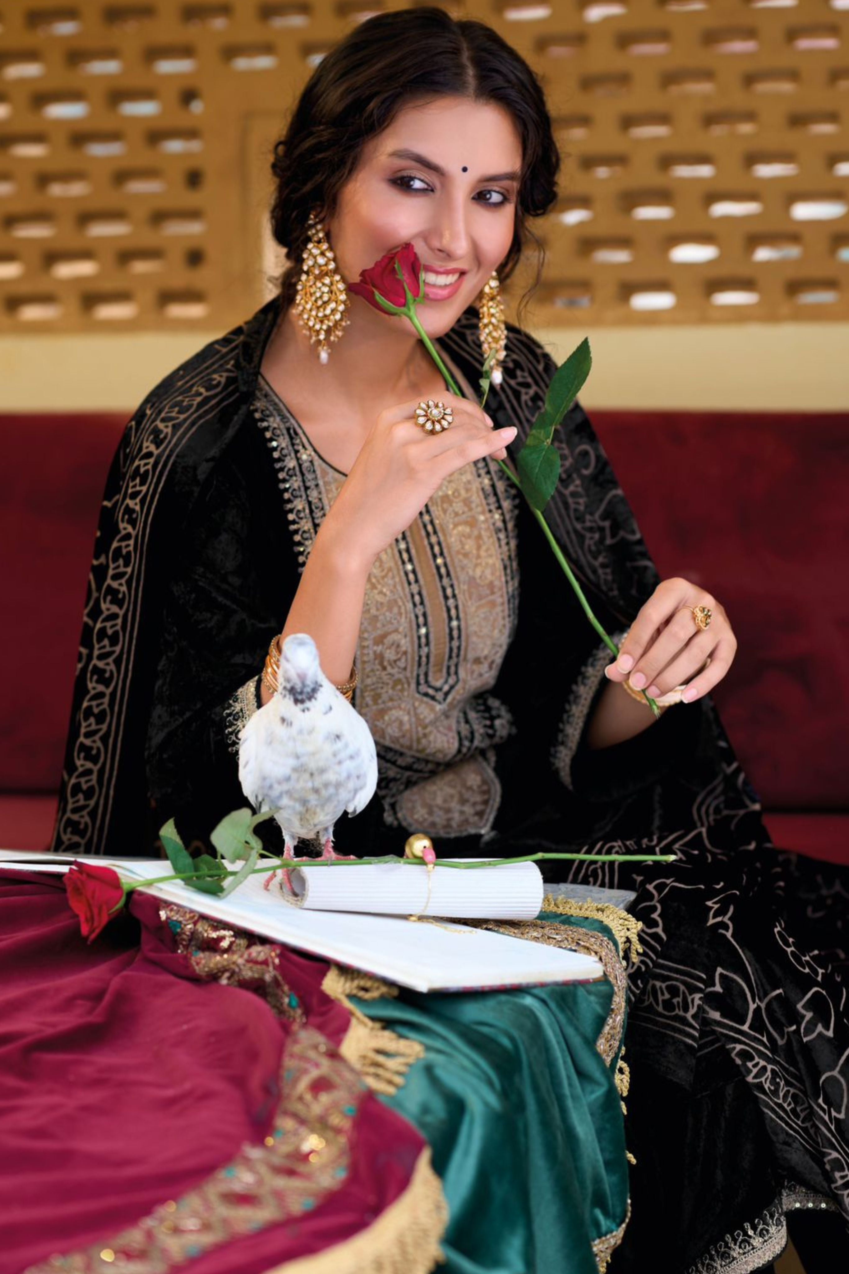 Elegant Velvet Ethnic Outfit