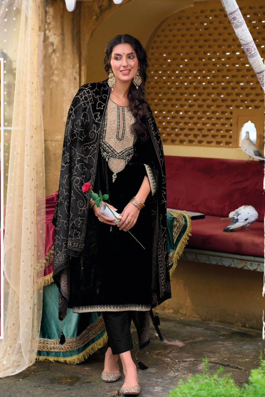 Elegant Velvet Ethnic Outfit
