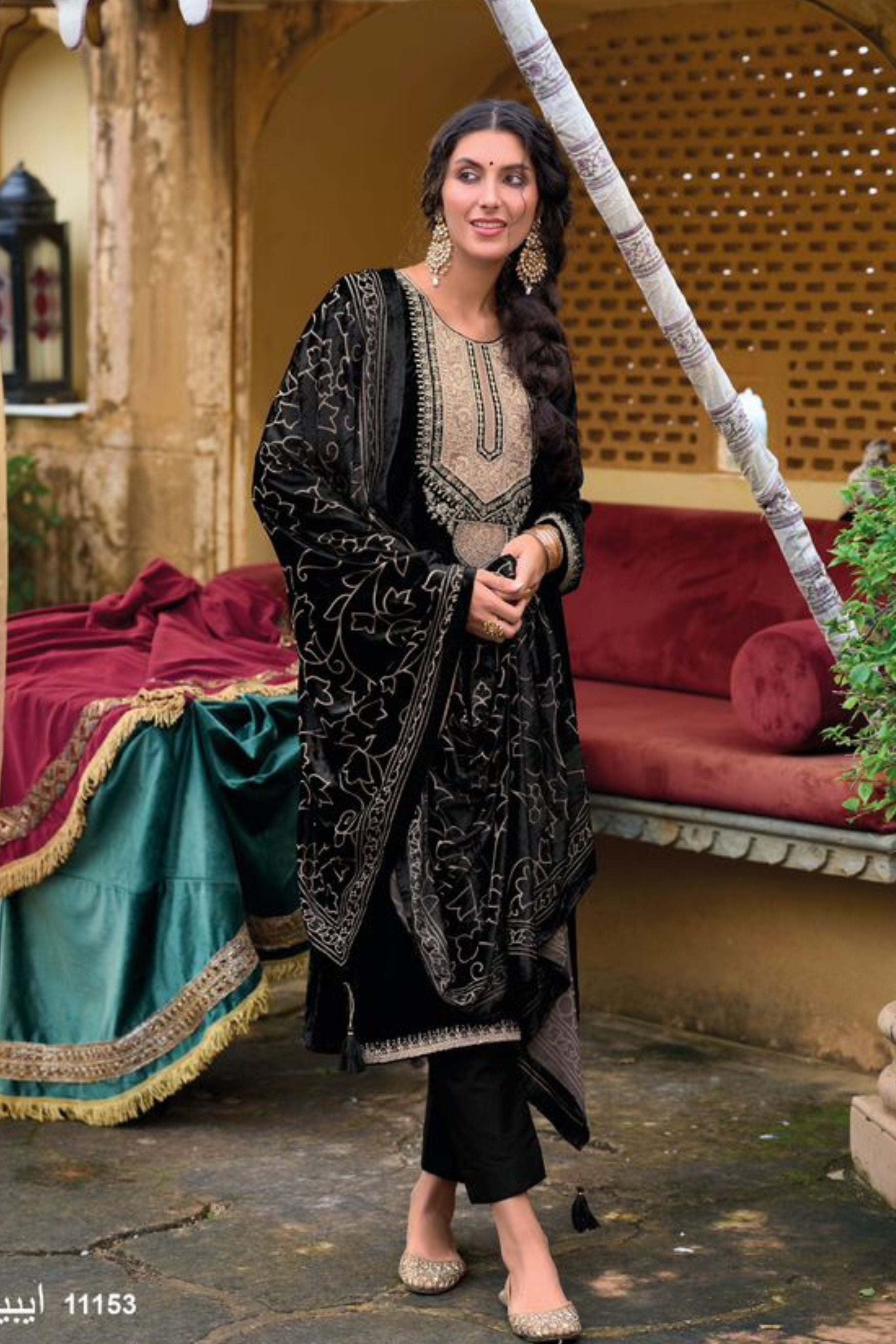 Elegant Velvet Ethnic Outfit