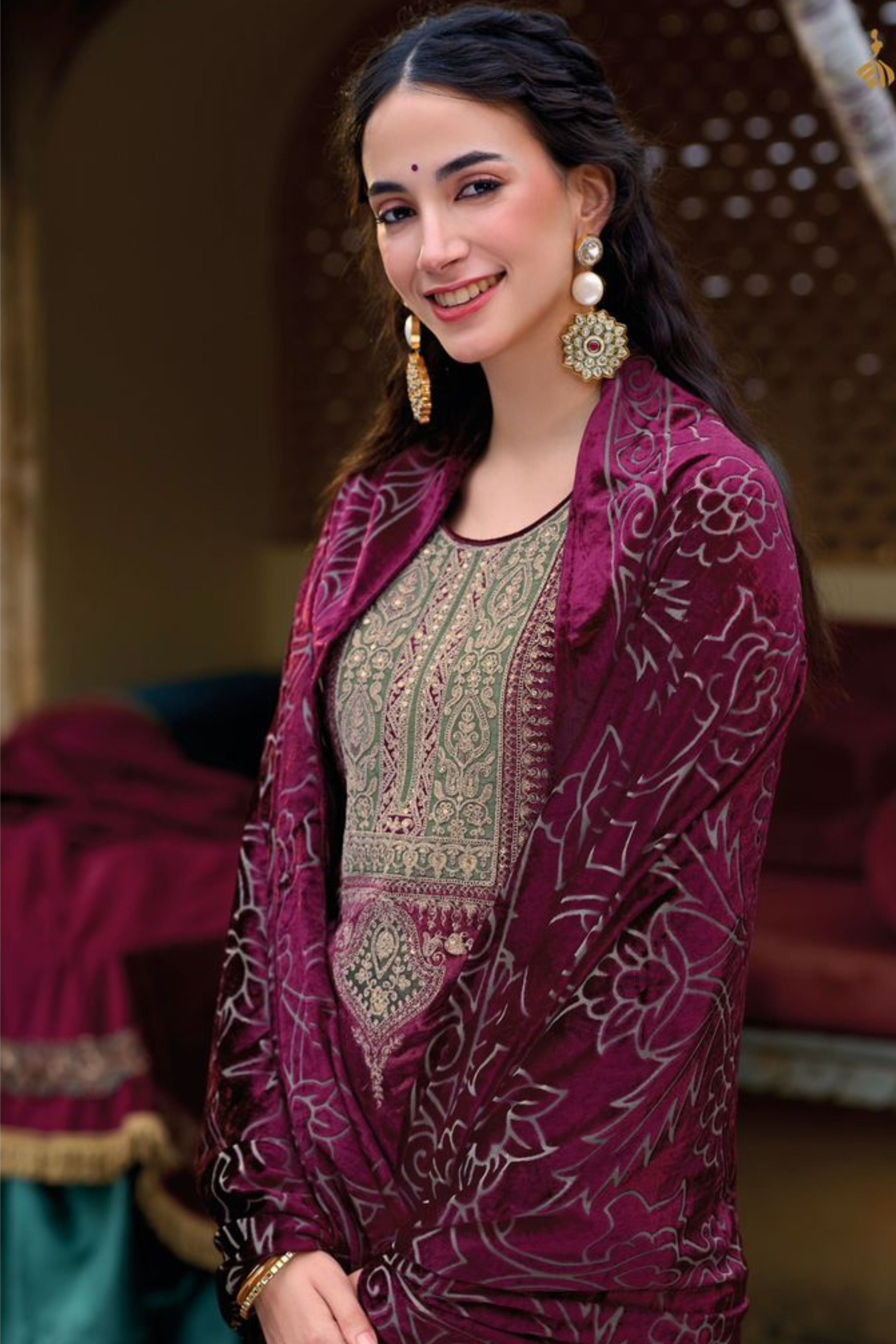 Elegant Velvet Ethnic Outfit