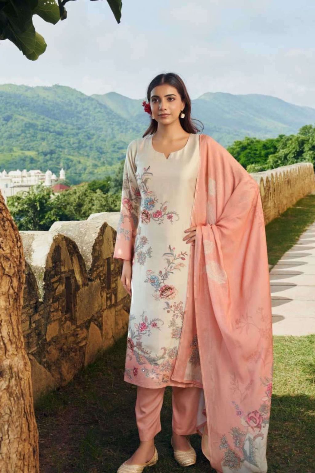 Graceful Designer Muslin Suit - 2401