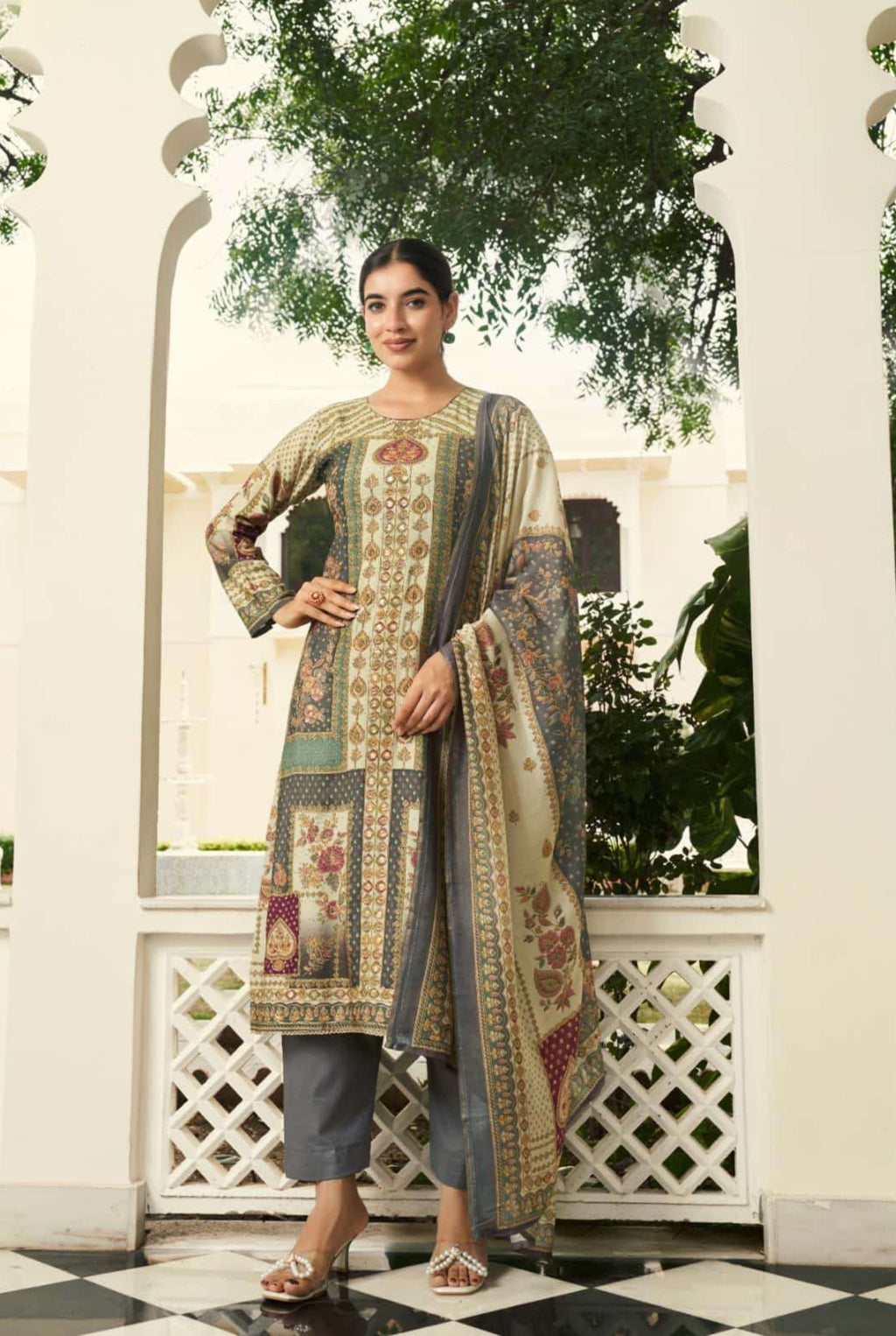 Printed Fancy Muslin Suit || 3104