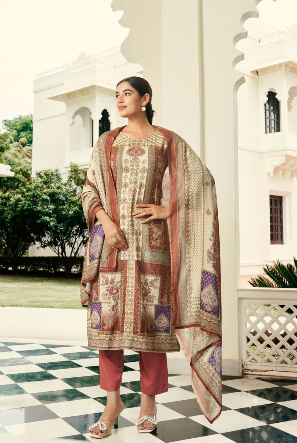 Printed Fancy Muslin Suit || 3102