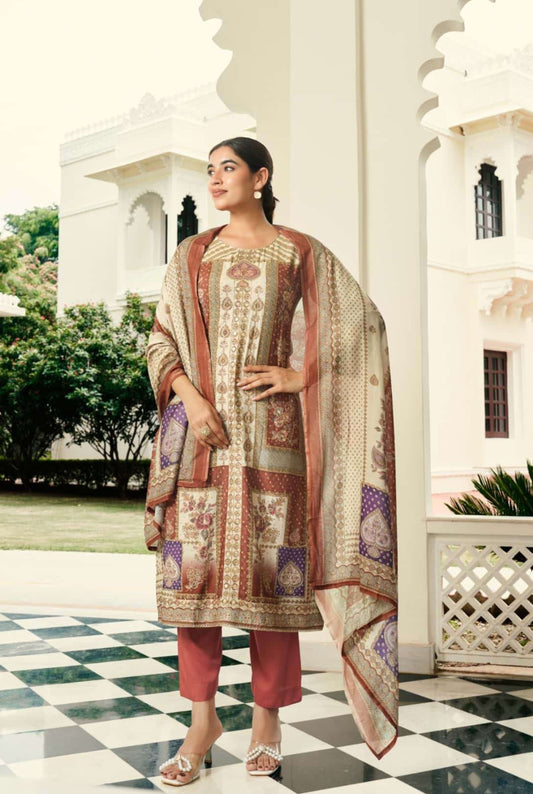 Printed Fancy Muslin Suit || 3102