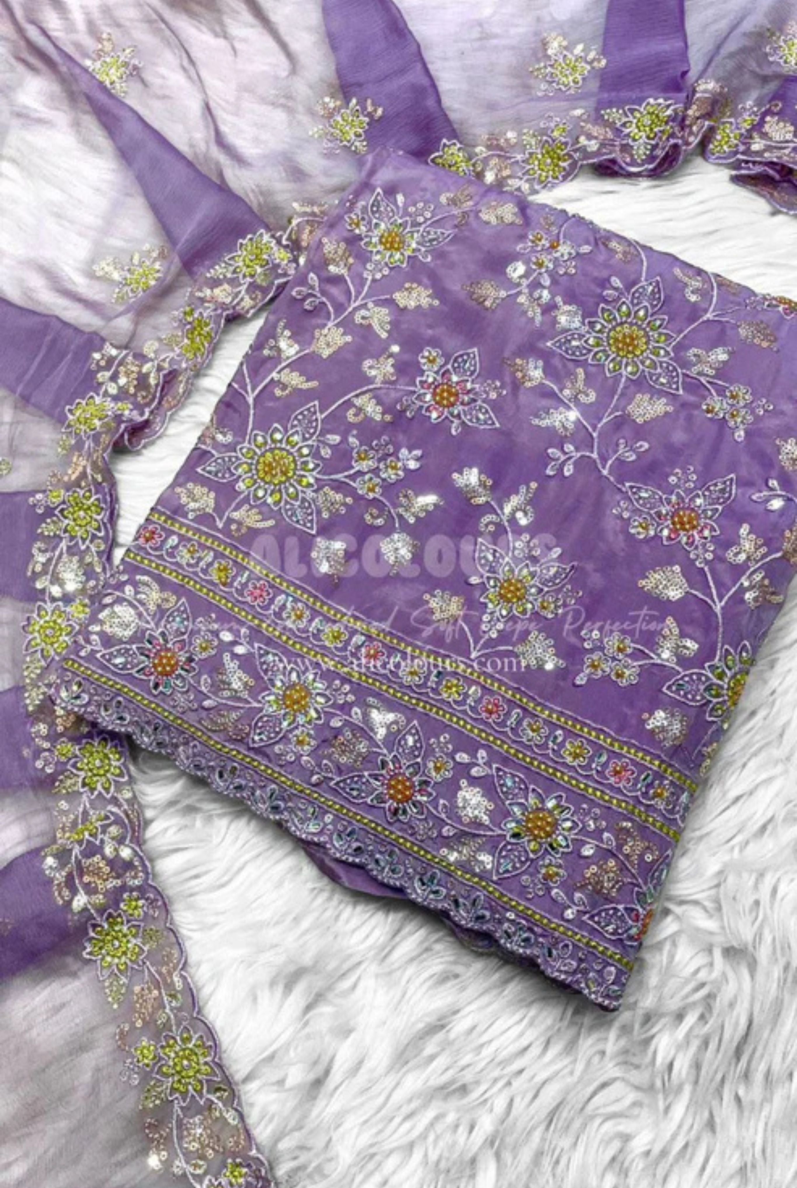 CREPE SILK HEAVY RESHAM EMBROIDERY HANDWORK COLLECTION