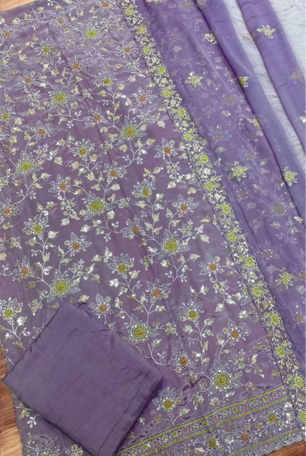 CREPE SILK HEAVY RESHAM EMBROIDERY HANDWORK COLLECTION