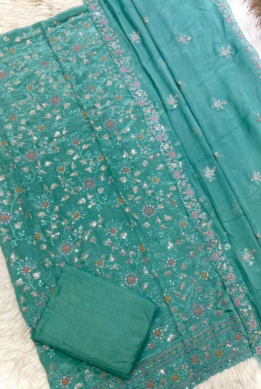 CREPE SILK HEAVY RESHAM EMBROIDERY HANDWORK COLLECTION