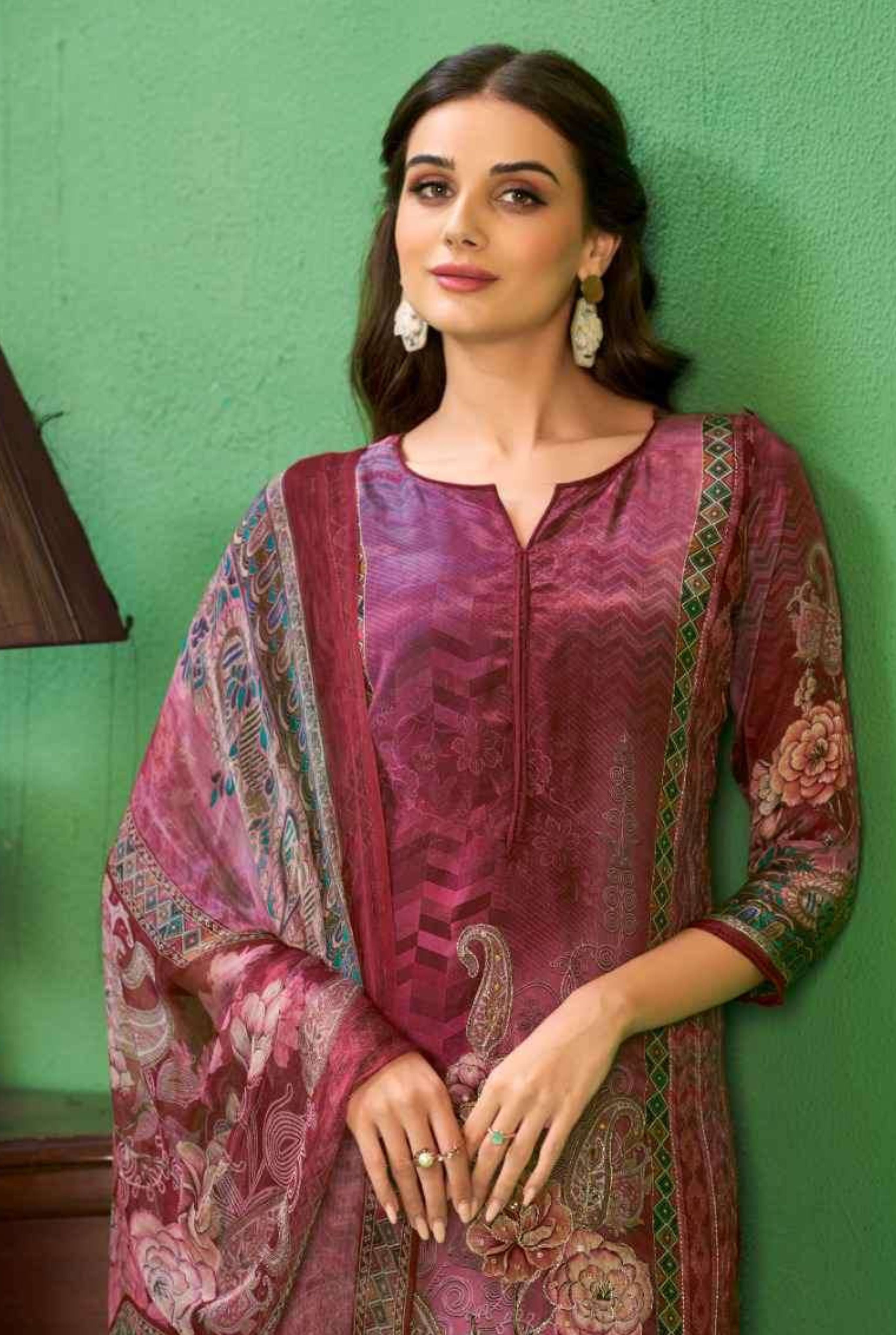 Gulrez Printed Crepe Silk Ensemble| 1002
