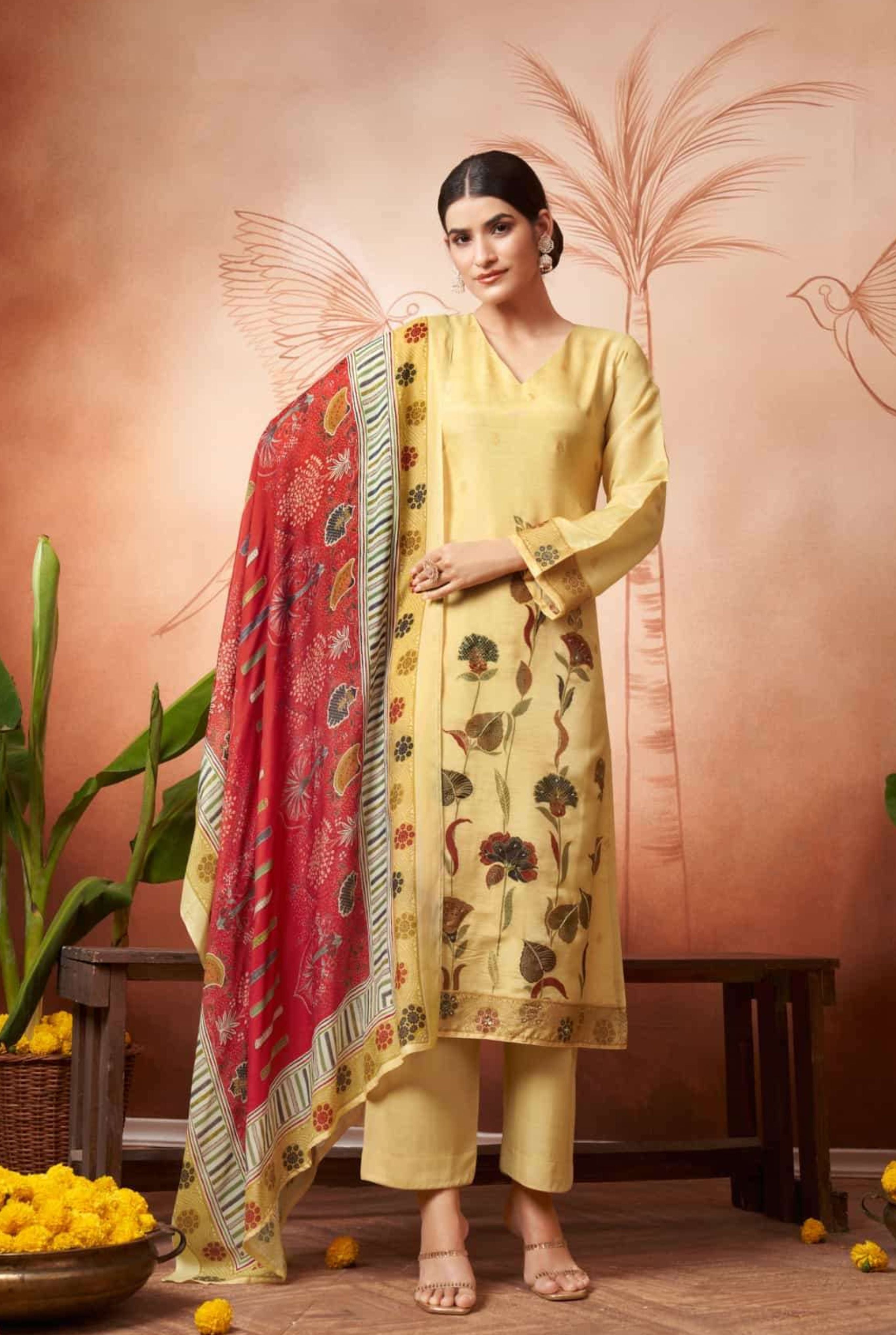 Gulrez Printed Crepe Silk Ensemble| 2502