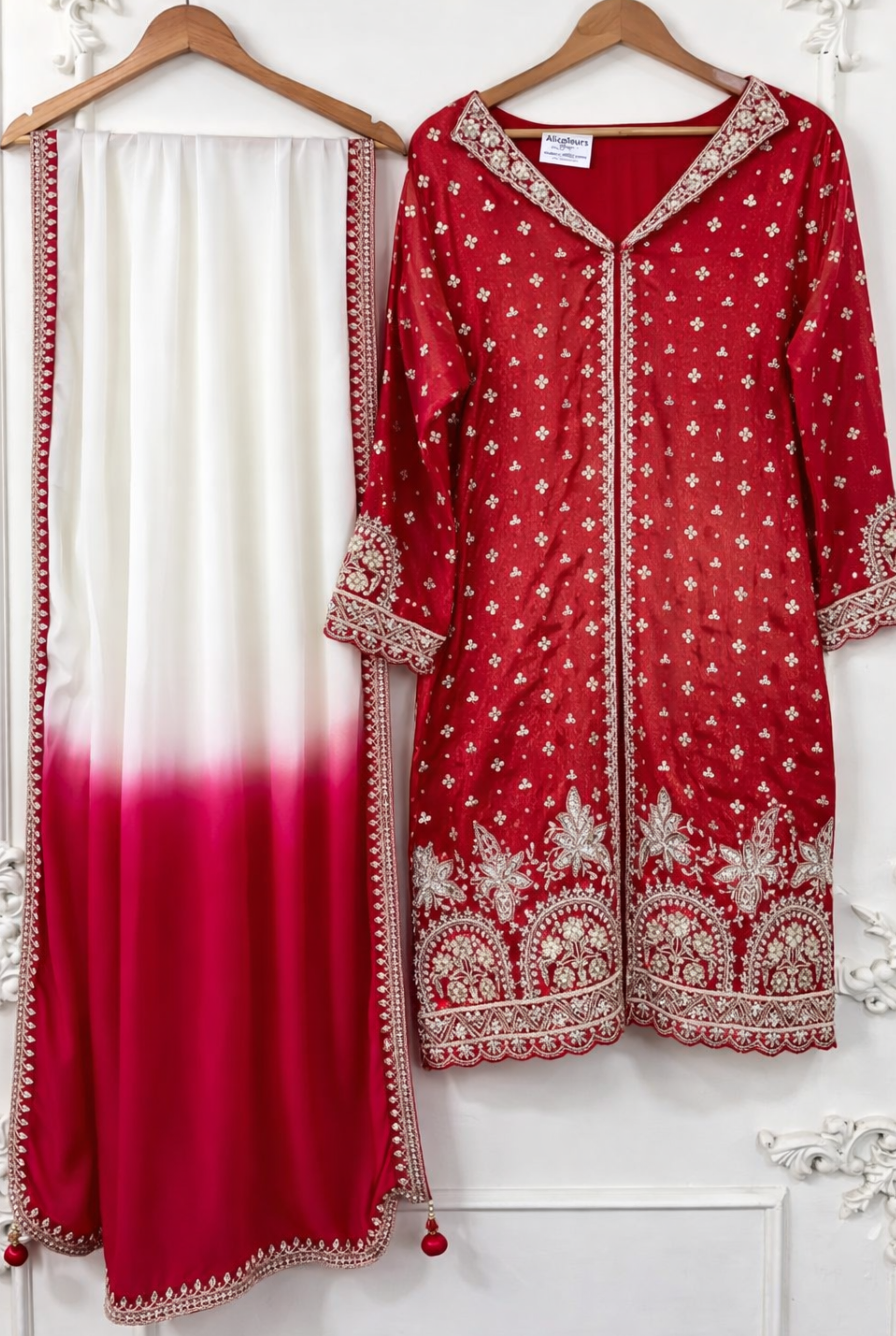 Zarqa Red Festive Collection | 3001
