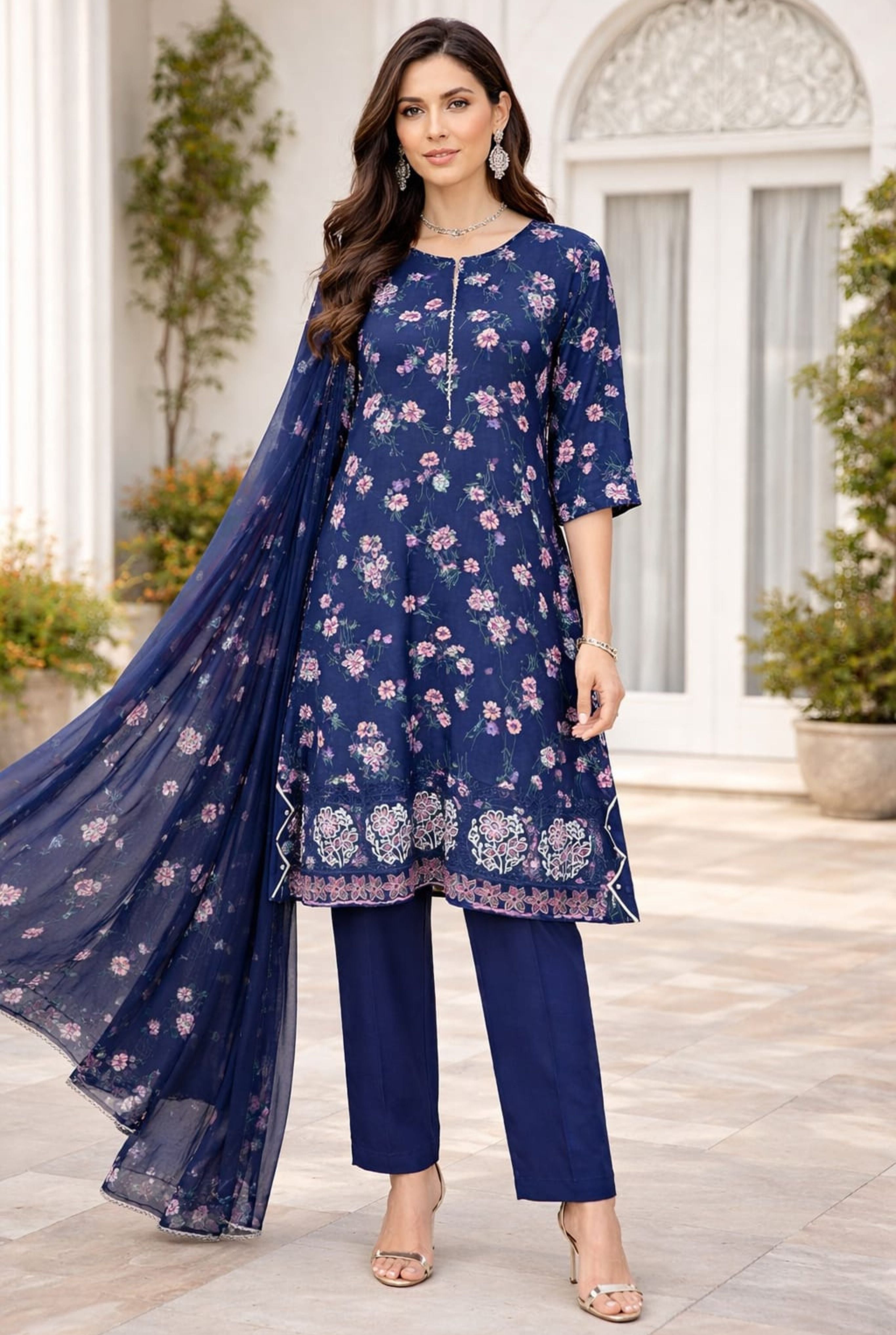 Noor-e-Luxury A-Line Kurta Set | 201-203