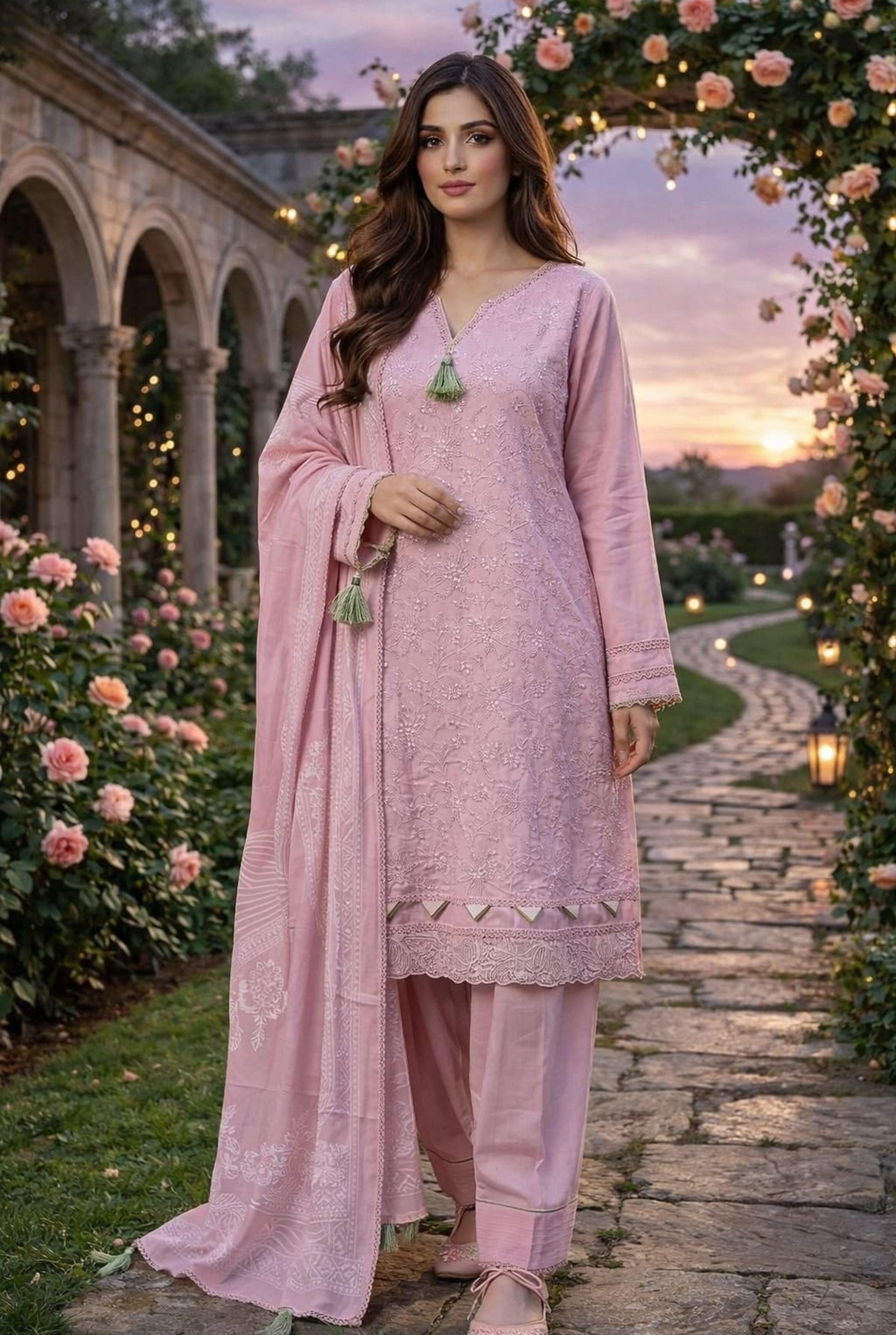Fancy Embroidered Farshi Salwar Set | 601 - 603