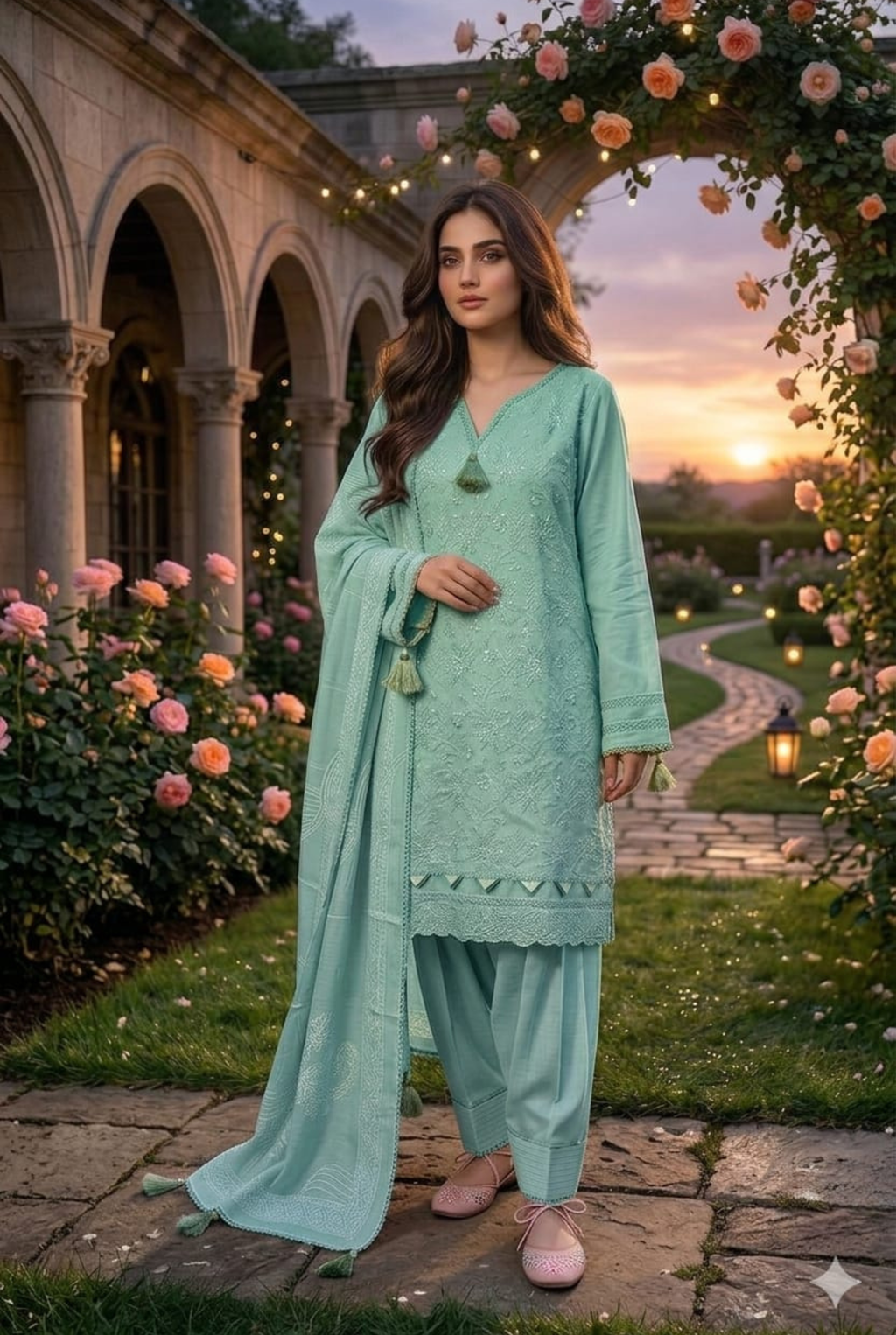 Fancy Embroidered Farshi Salwar Set | 601 - 603