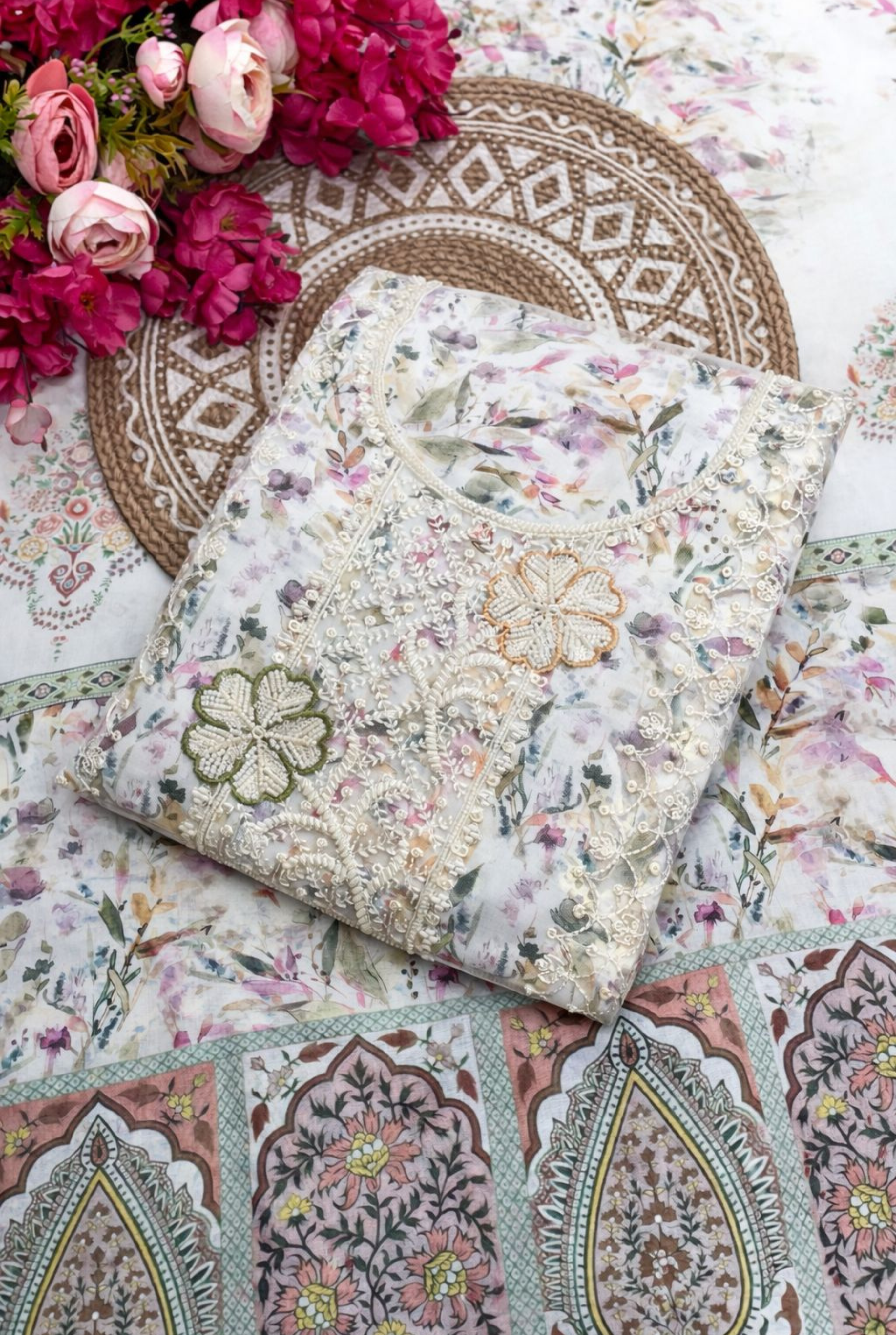 Pastel Bloom Cotton Suit Set | 666 - 669