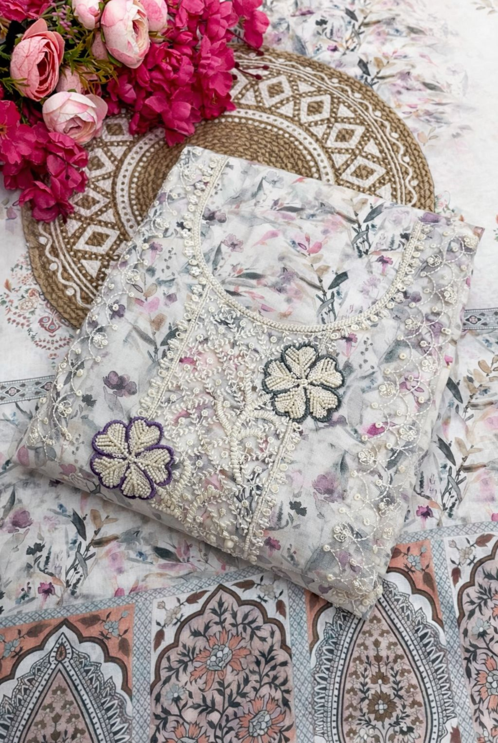 Pastel Bloom Cotton Suit Set | 666 - 669