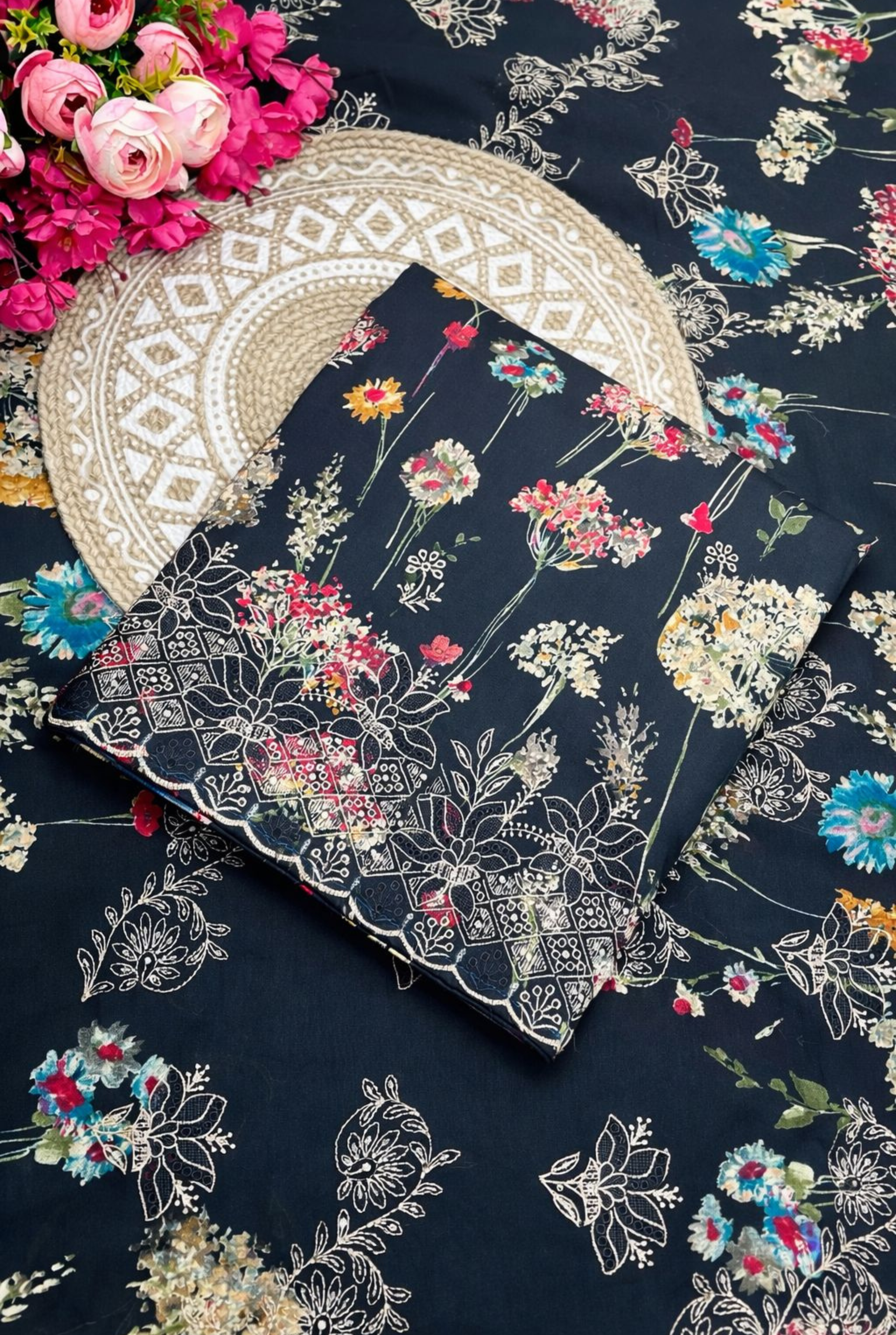 Designer Floral Embroidered Cotton Suit | 901 - 903