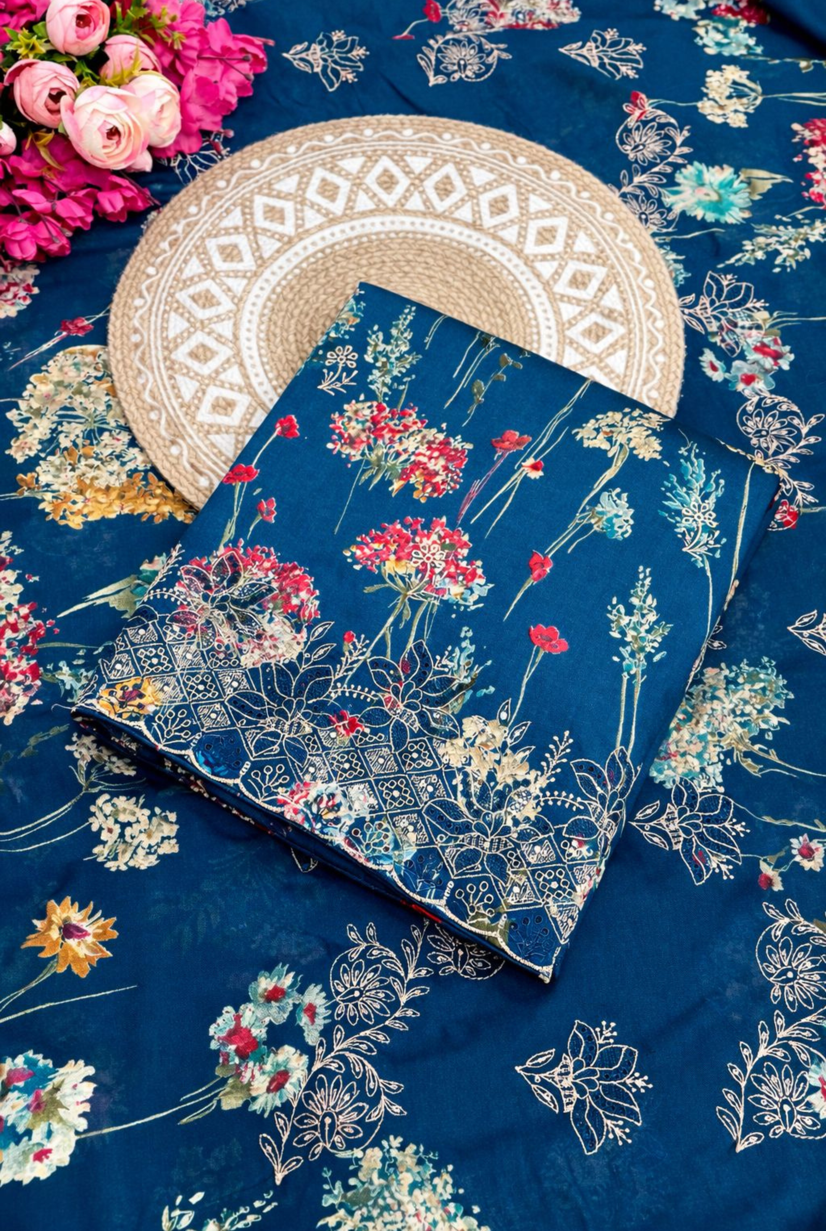 Designer Floral Embroidered Cotton Suit | 901 - 903