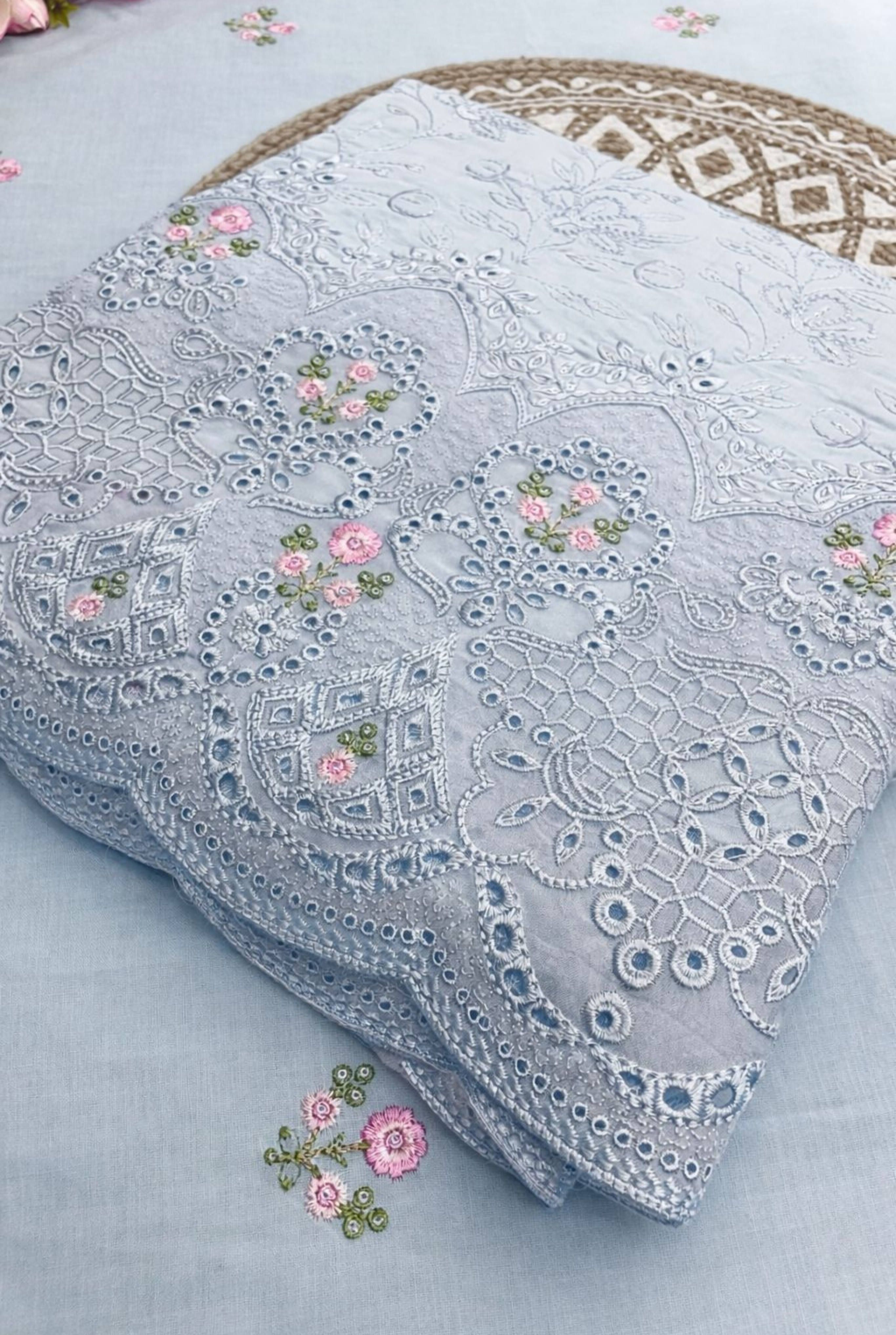 Antique Floral Embroidered Cotton Suit