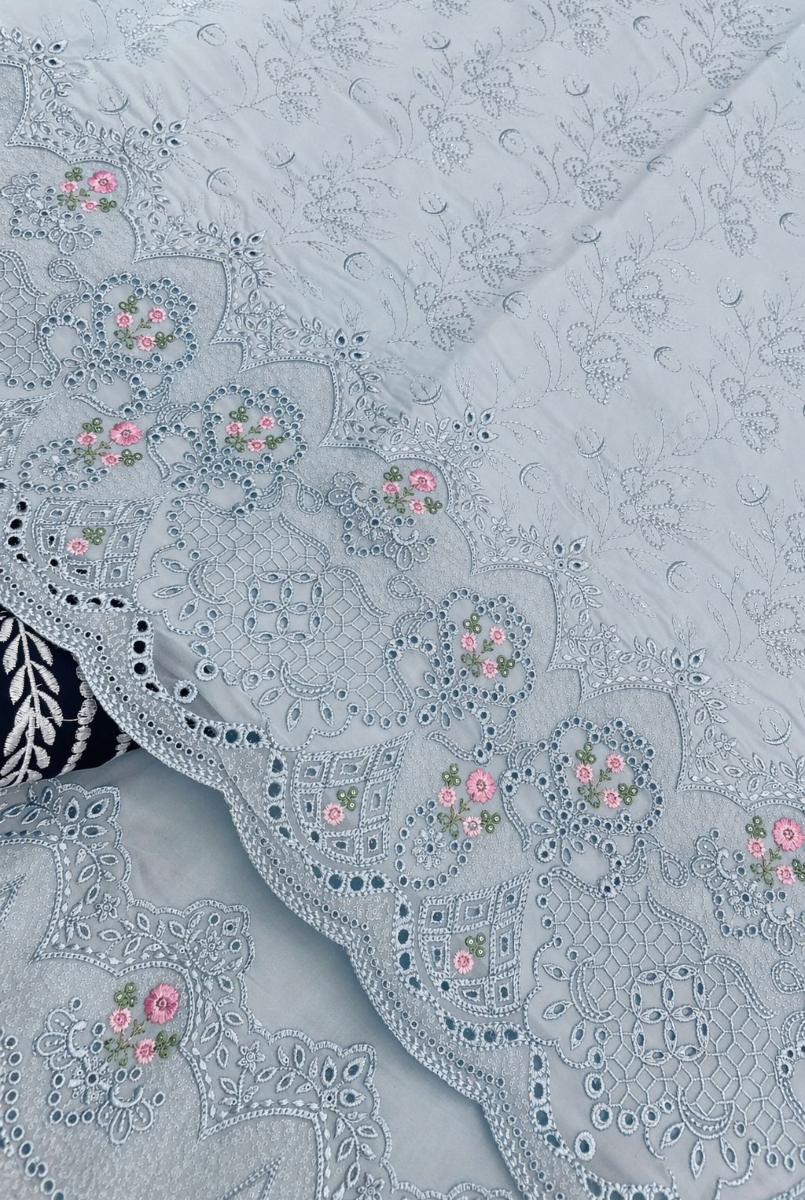 Antique Floral Embroidered Cotton Suit