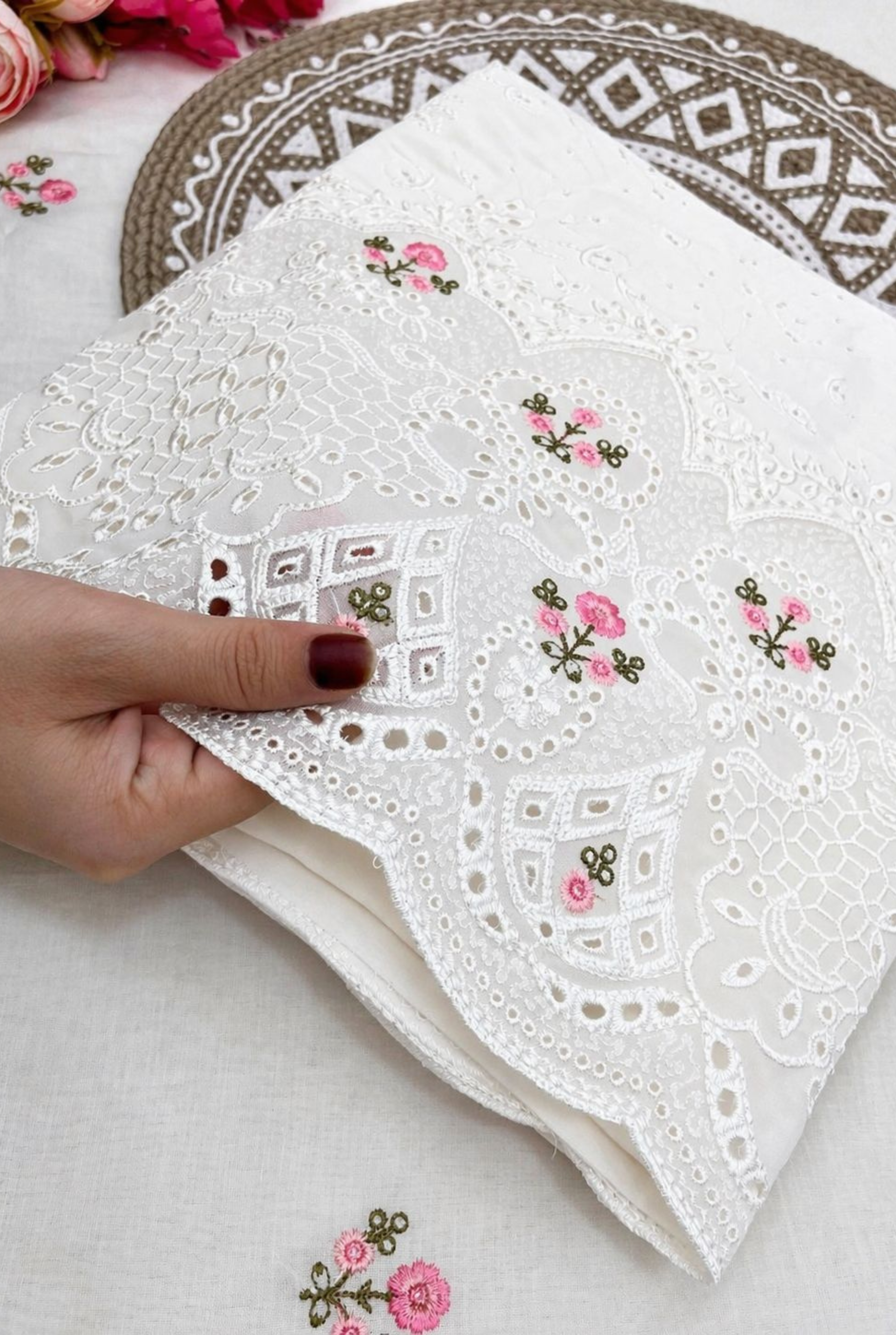 Antique Floral Embroidered Cotton Suit
