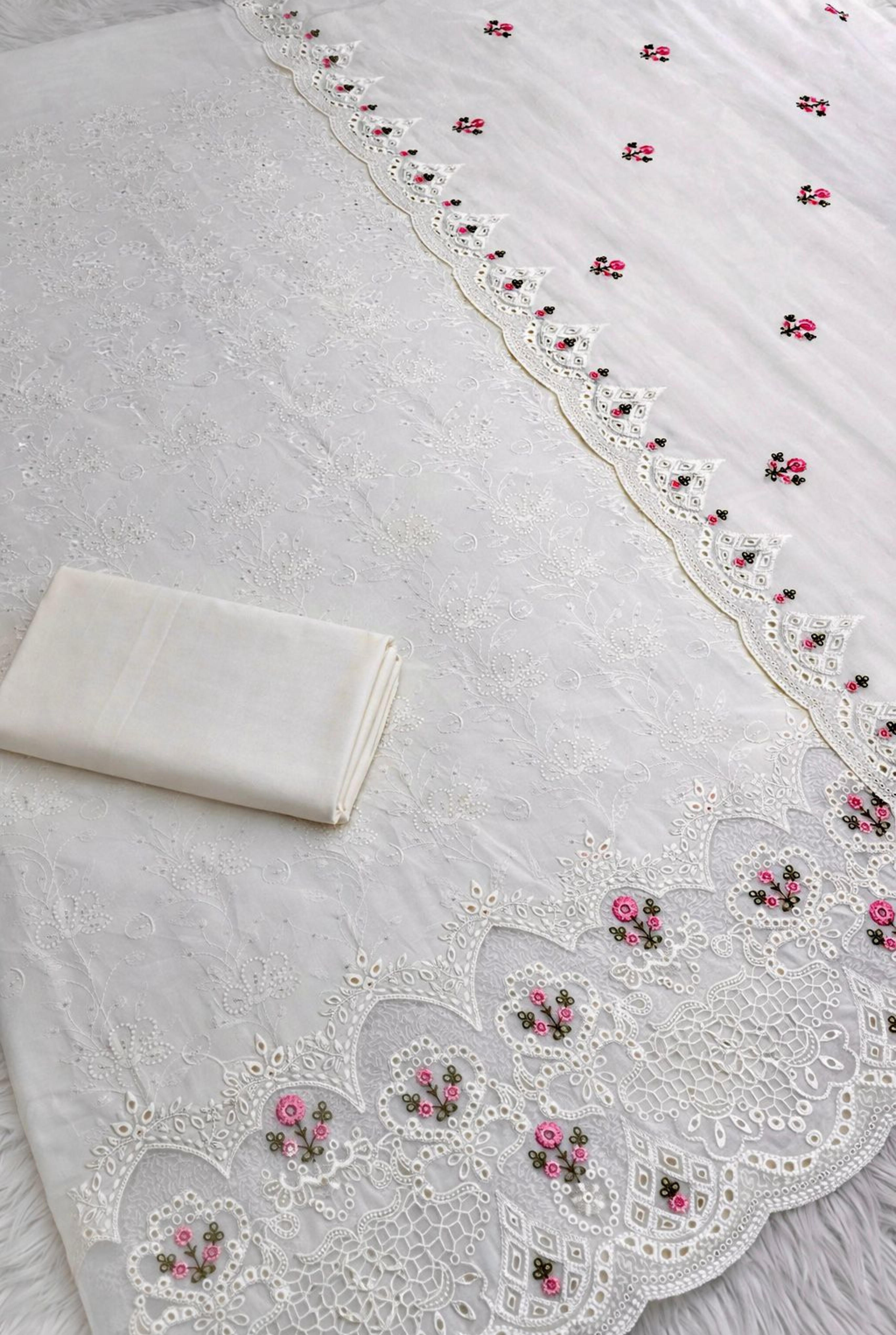 Antique Floral Embroidered Cotton Suit