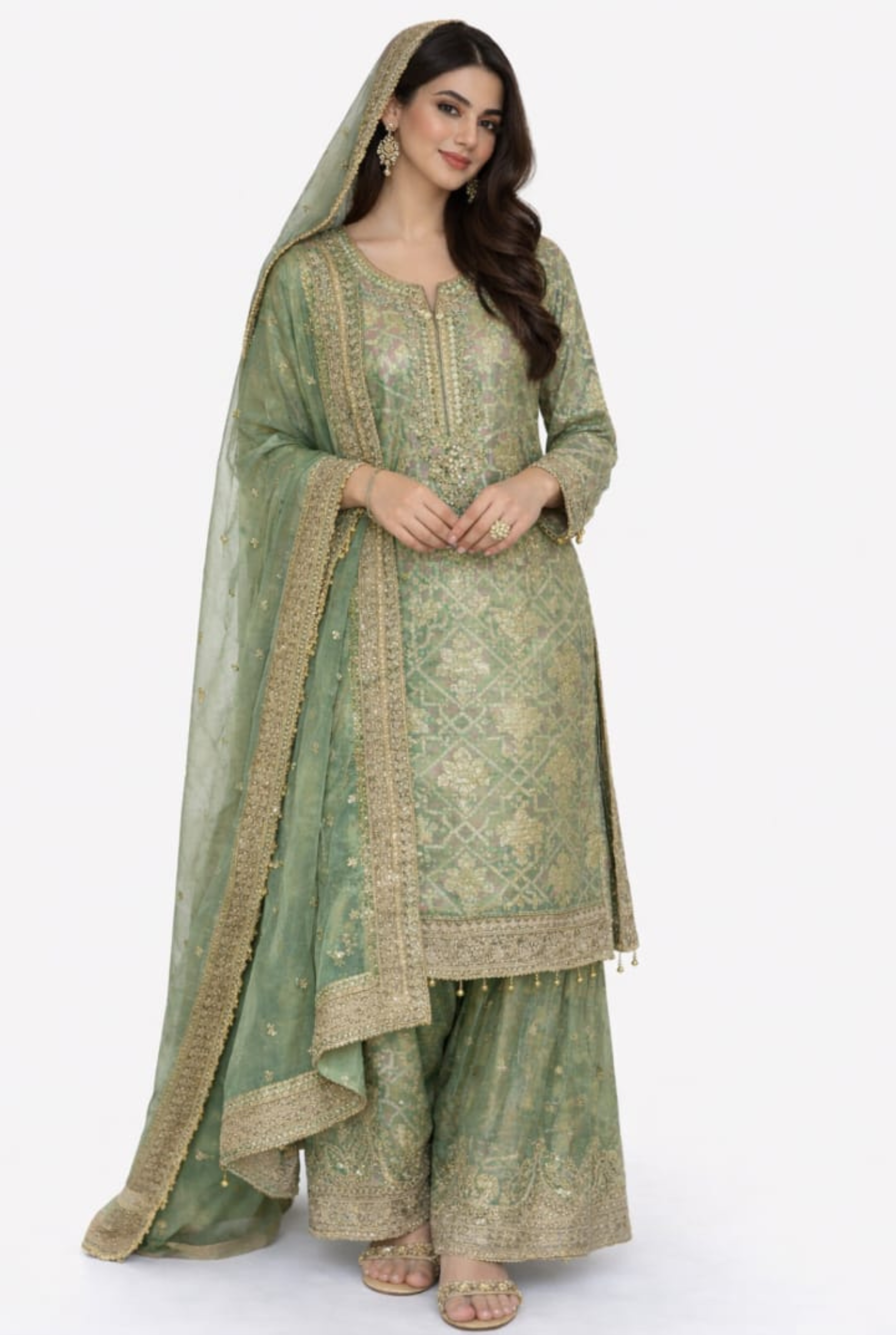 Fancy Banarasi Zari Silk Gharara Set