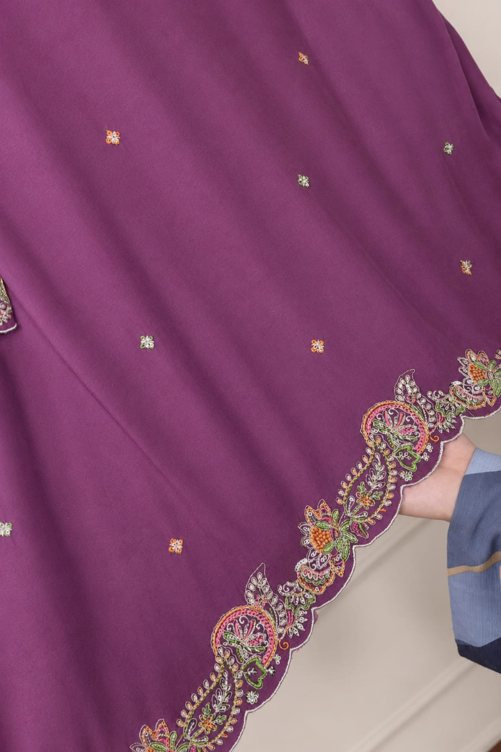 Luxury Heavy Embroidered Soft Chinon Suit | 2011