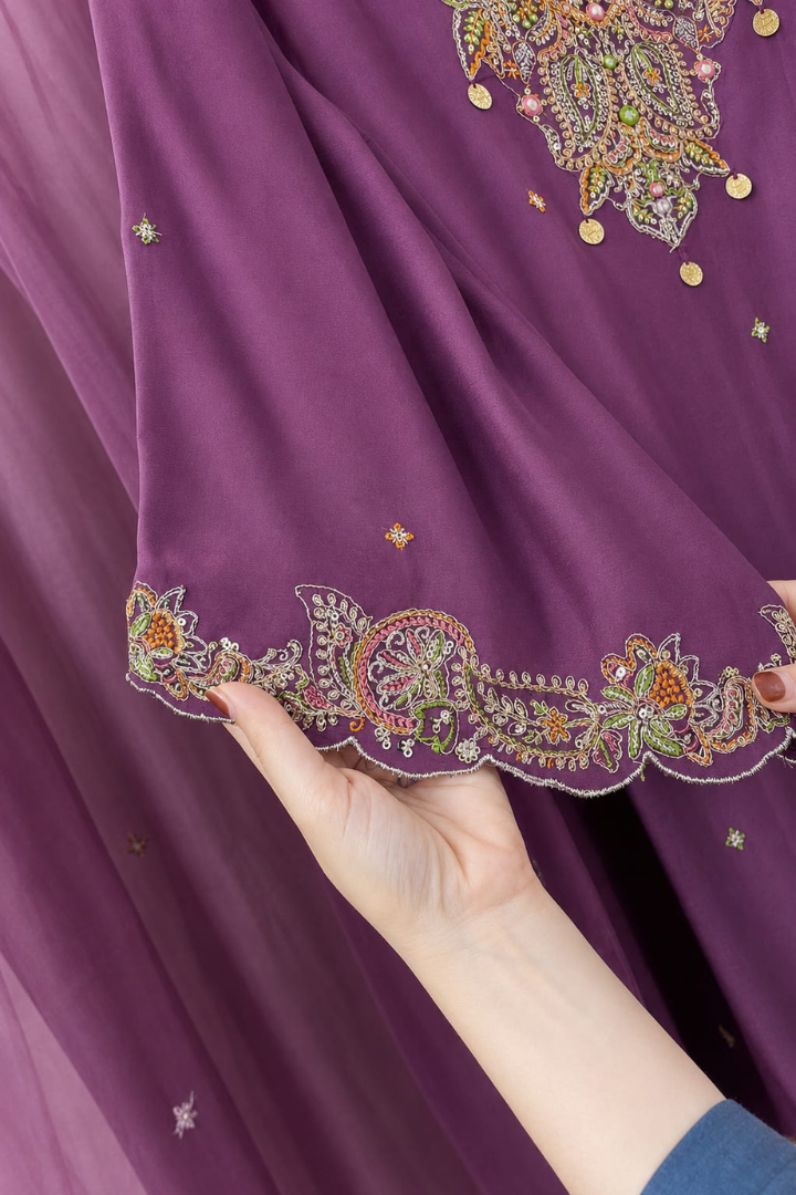 Luxury Heavy Embroidered Soft Chinon Suit | 2011