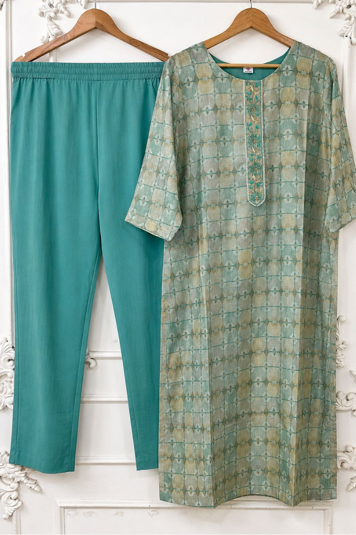 Elegant Pure Muslin Embroidered Set | 800