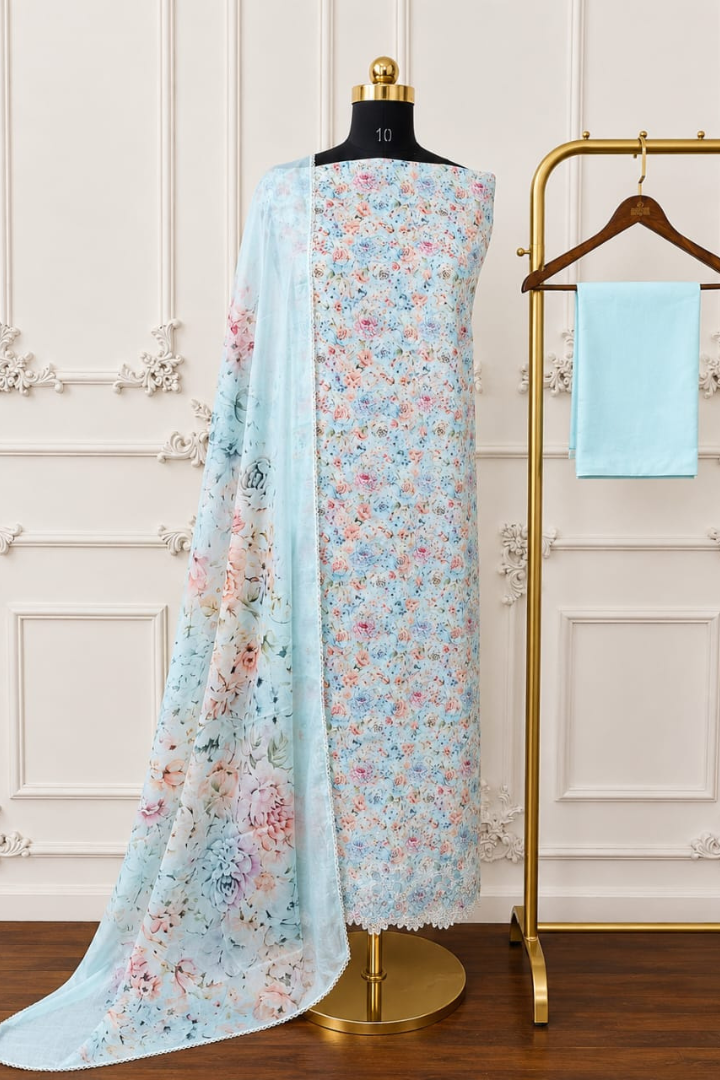 English Garden Floral Thread Embroidered Collection | 2462-2465