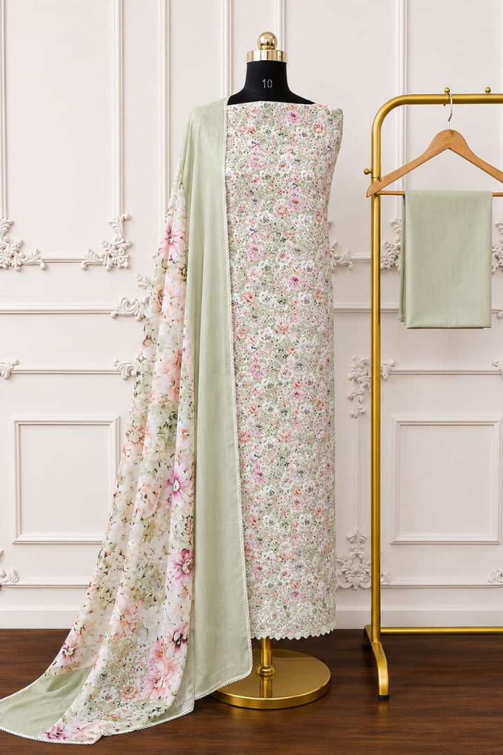 English Garden Floral Thread Embroidered Collection | 2462-2465