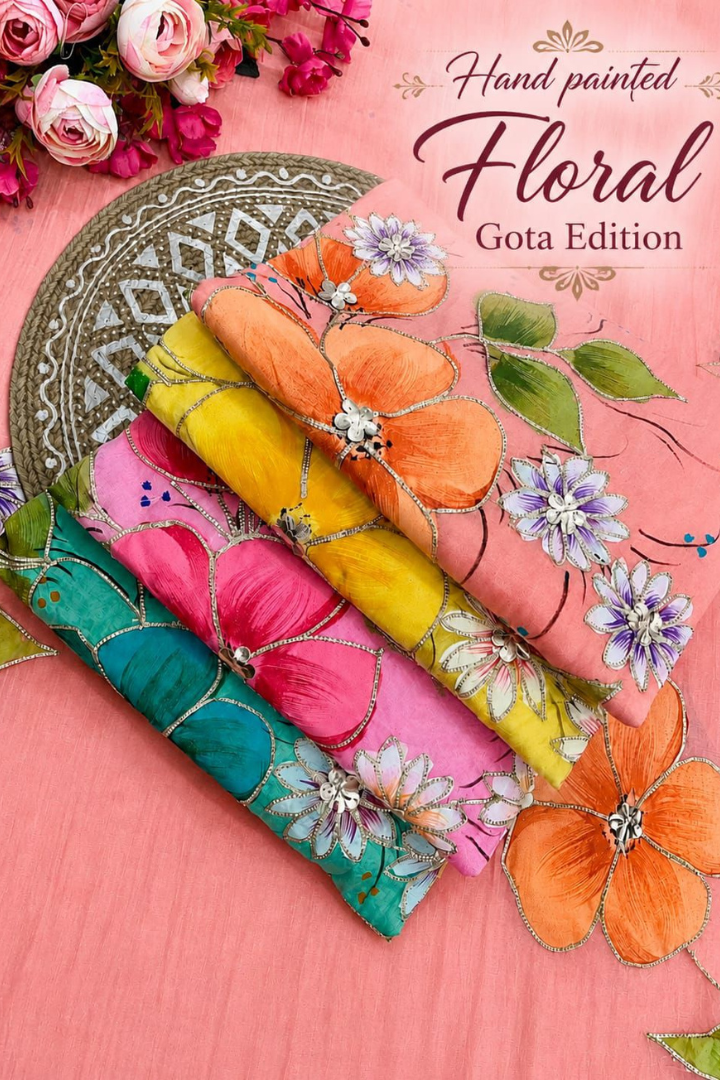 Hand Painted Floral Gota Work Edition | 2482-2485
