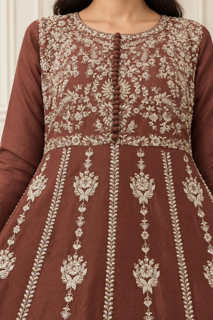 Gul e Meher Embroiderd Gawn | 5503